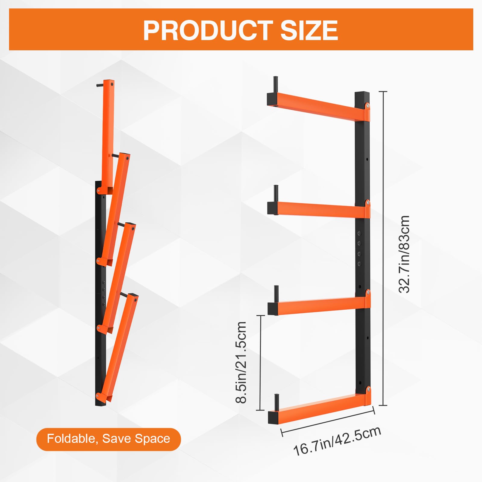 Housolution 4-stufiges Holzlagerregal – 4Pack hält bis zu 520 Pfund,mit verstellbaren Armen, robustes Metallregal 32"/83 cm Holzlagerregal Wandmontage für Garage,Holzwerkstatt, Innen- und Außenbereich