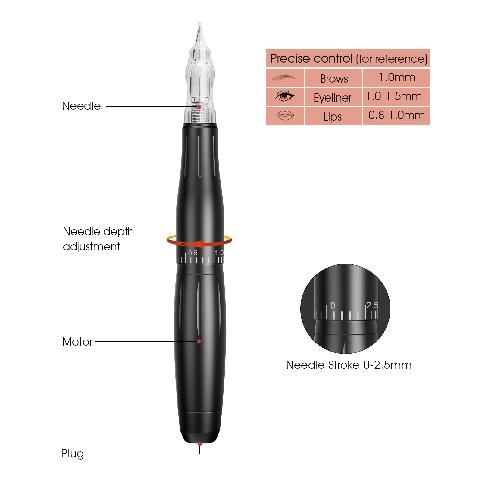 TATELF Digita Permanent Make Up Machine Multi Function Microblading Machines with Foot Pedal Touch Control Power Supply Needles for Eyebrow Eyeliner Lip