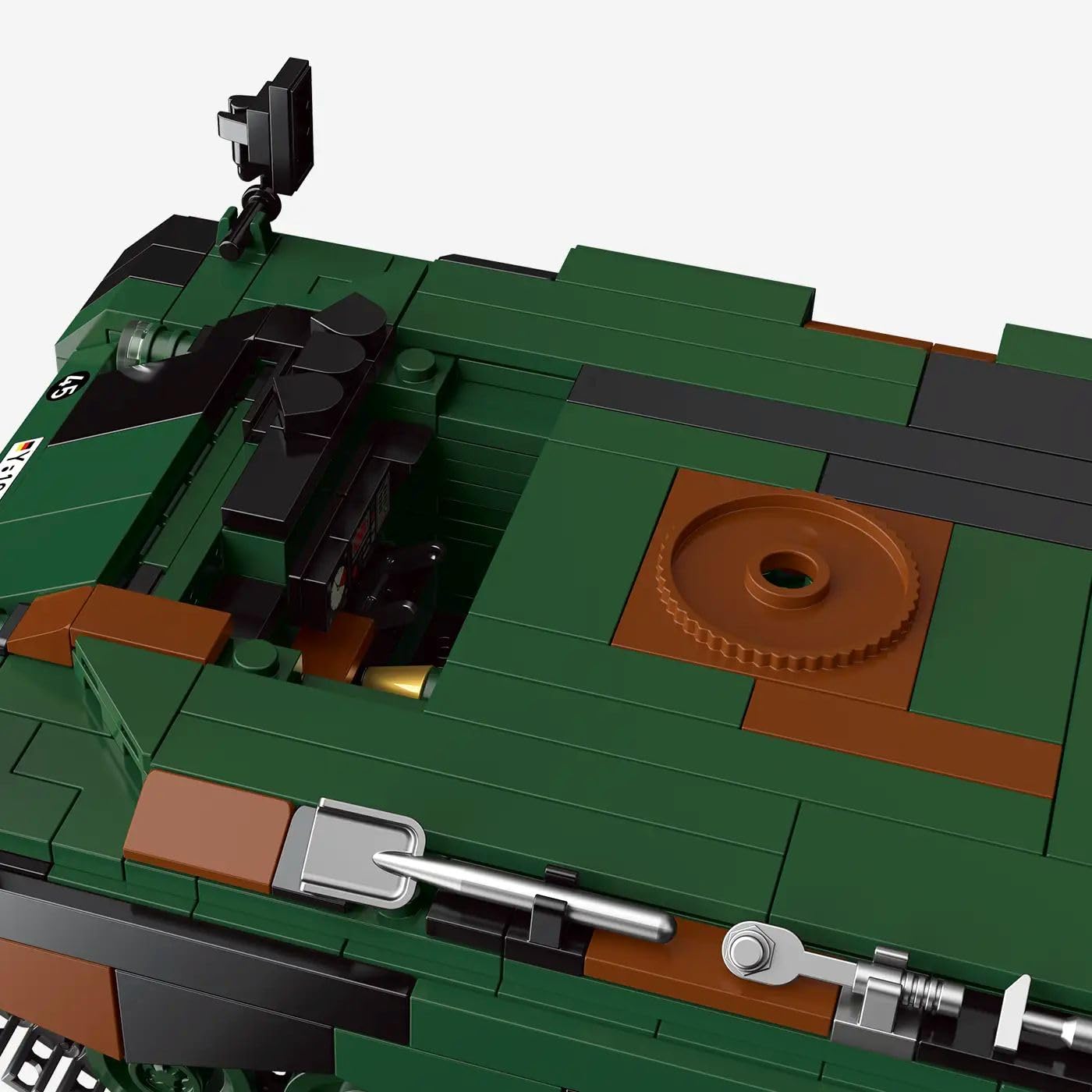 BlueBrixx Kampfpanzer Leopard 1 Bundeswehr, 1237 Klemmbausteine | Zwei Bordwaffen zur Wahl, drehbare Waffenanlage, abnehmbare und öffnbare Luken, 330 x 120 x 170 mm, Tarnoptik, 109770