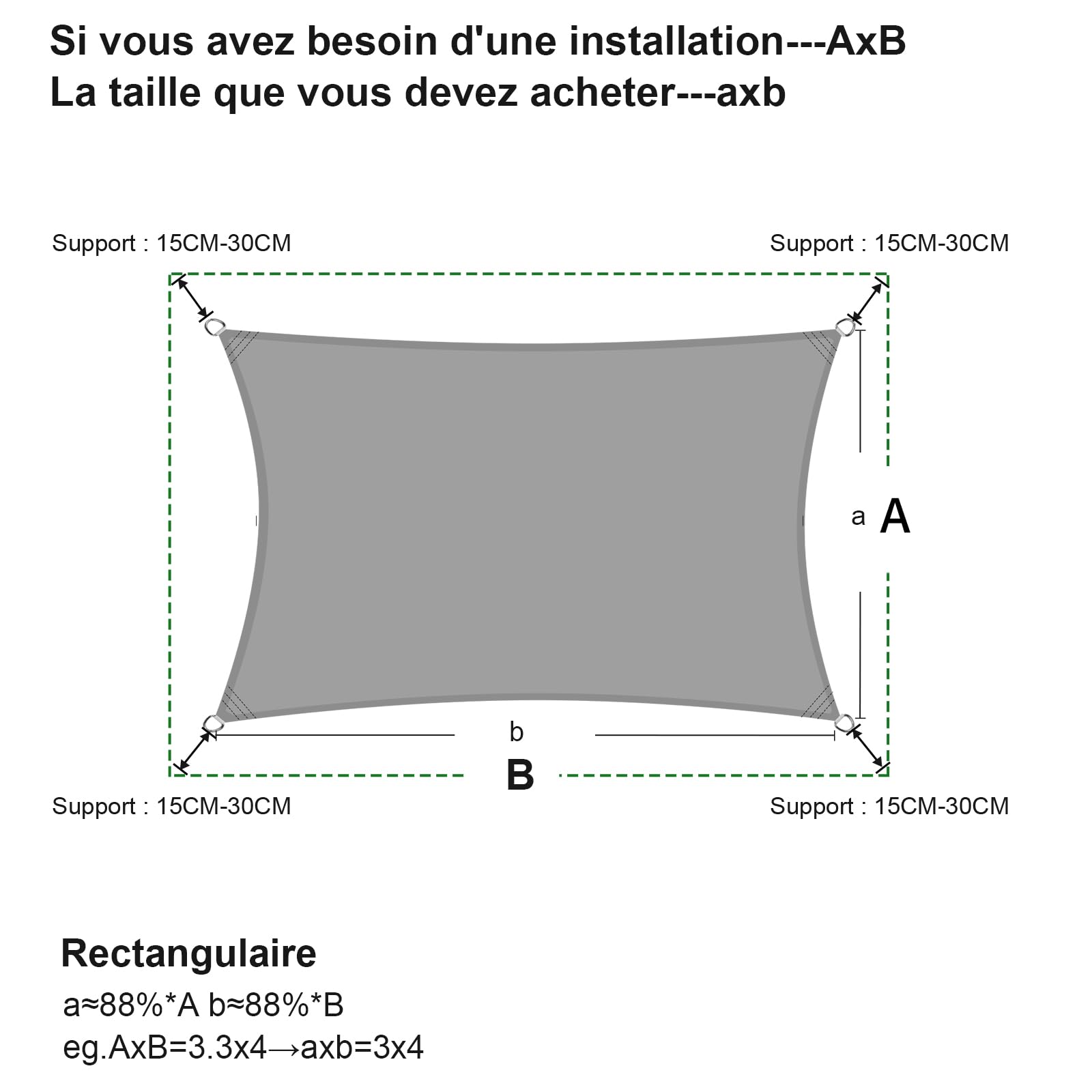 SUNNY GUARD Voile d'ombrage Rectangulaire 2.5x3.5m HDPE Respirant Toile Ombrage Une Protection des Rayons UV pour Patio Jardin, Terrasse,Extérieur,Balcon, Gris Anthracite