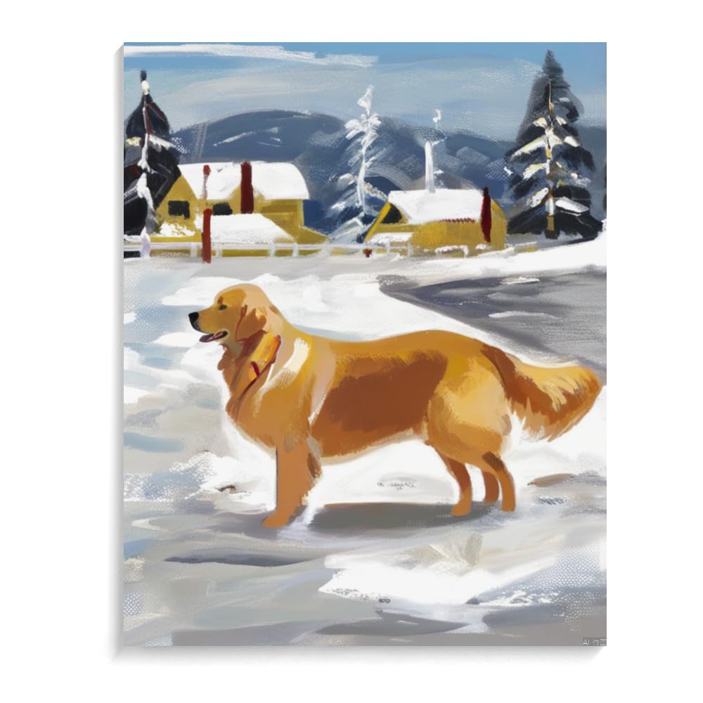 Paint by Numbers for Adults Golden Retriever dogDIY Acrylic Watercolor Oil Painting by Number On Canvas Paint for Home Wall Decor 20x24inch(50x60cm) Frameless