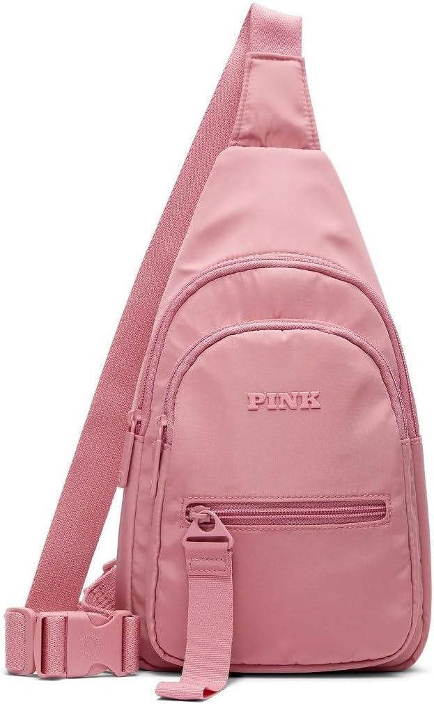 Victoria's Secret PINK Nylon Sling Backpack Bag (Pale Rosy Pink)