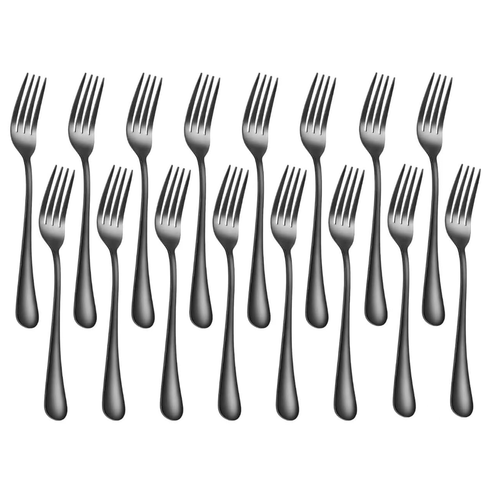 16 Piece Dinner Forks, 8 Inch, Top Food Grade Extra-Fine Stainless Steel Silverware Forks(Black)