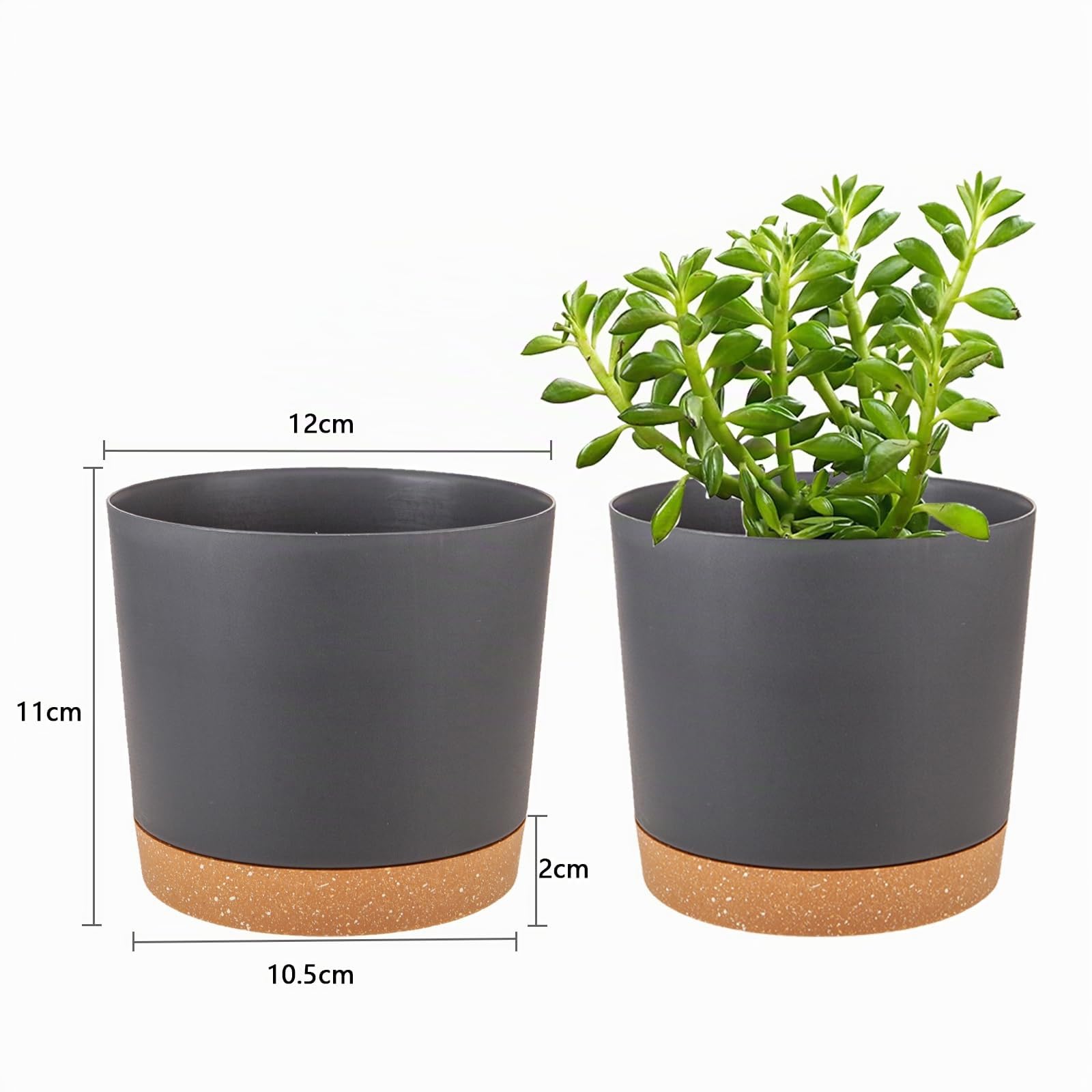 Naseom Bumentöpfe 2er Pack 12 cm Durchmesser, Blumentopf mit Untersetzer, Bumentöpfe für Zimmerpflanzen, Pflanzentopf mit Mehrere Ablauflöchern, Plant Pot für Innen Außen Pflanzen (Weiß) Garten