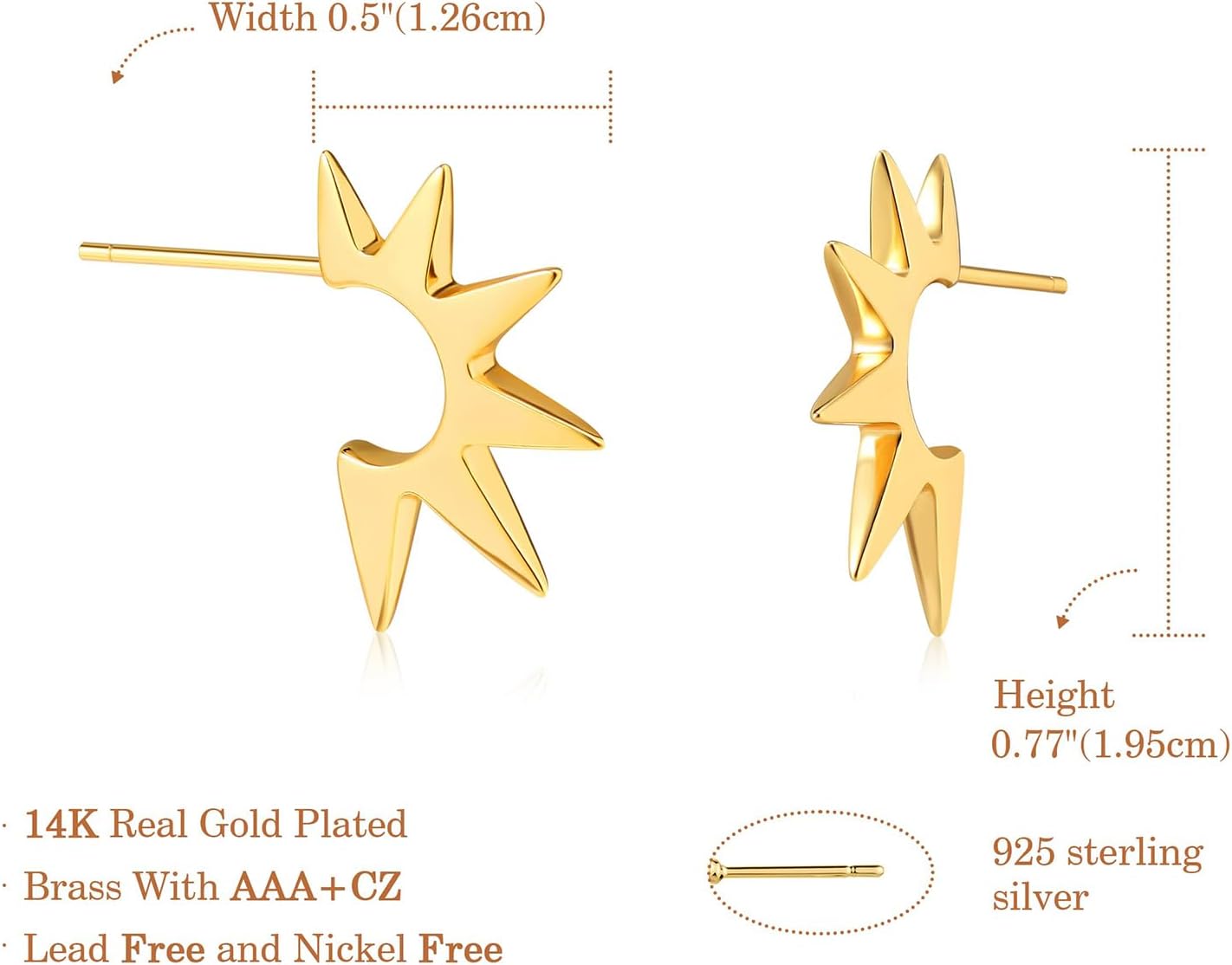 FETTERO Women Hoop Earrings 14K Gold Plated Lightweight Chunkly Open Hoops | Gold Hoop Earrings for Women Spike Illusion Jewelry Handmade Trendy Gold Earrings Hypoallergenic Dainty Jewelry Gift - Image 6