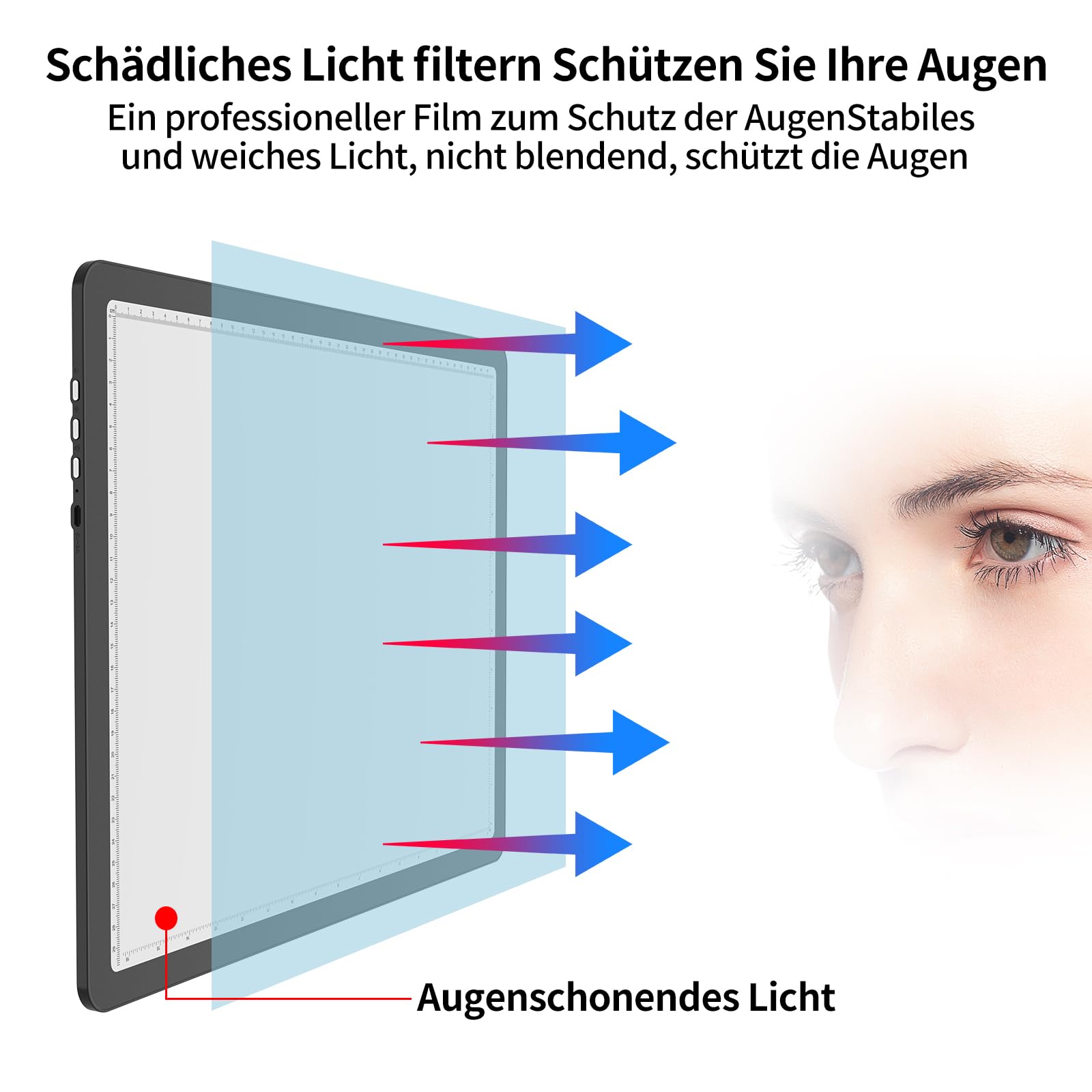 Phylosal Wiederaufladbares A3 LED-Lichtpad für Diamantmalerei, Ultradünnes Magnetisches Spurlicht für Zeichnen, Diamant-Kunst-Lichttafel mit Seitenknopf, Superhelles Lichttisch für Skizzieren (Schwarz