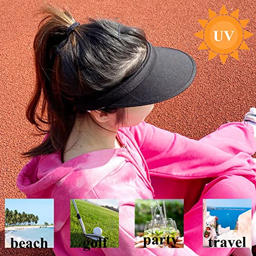 Sun Visor Hats 2-Pack for Women and Men - Wide Brim Clip-On Visors for Outdoor Sports and Travel