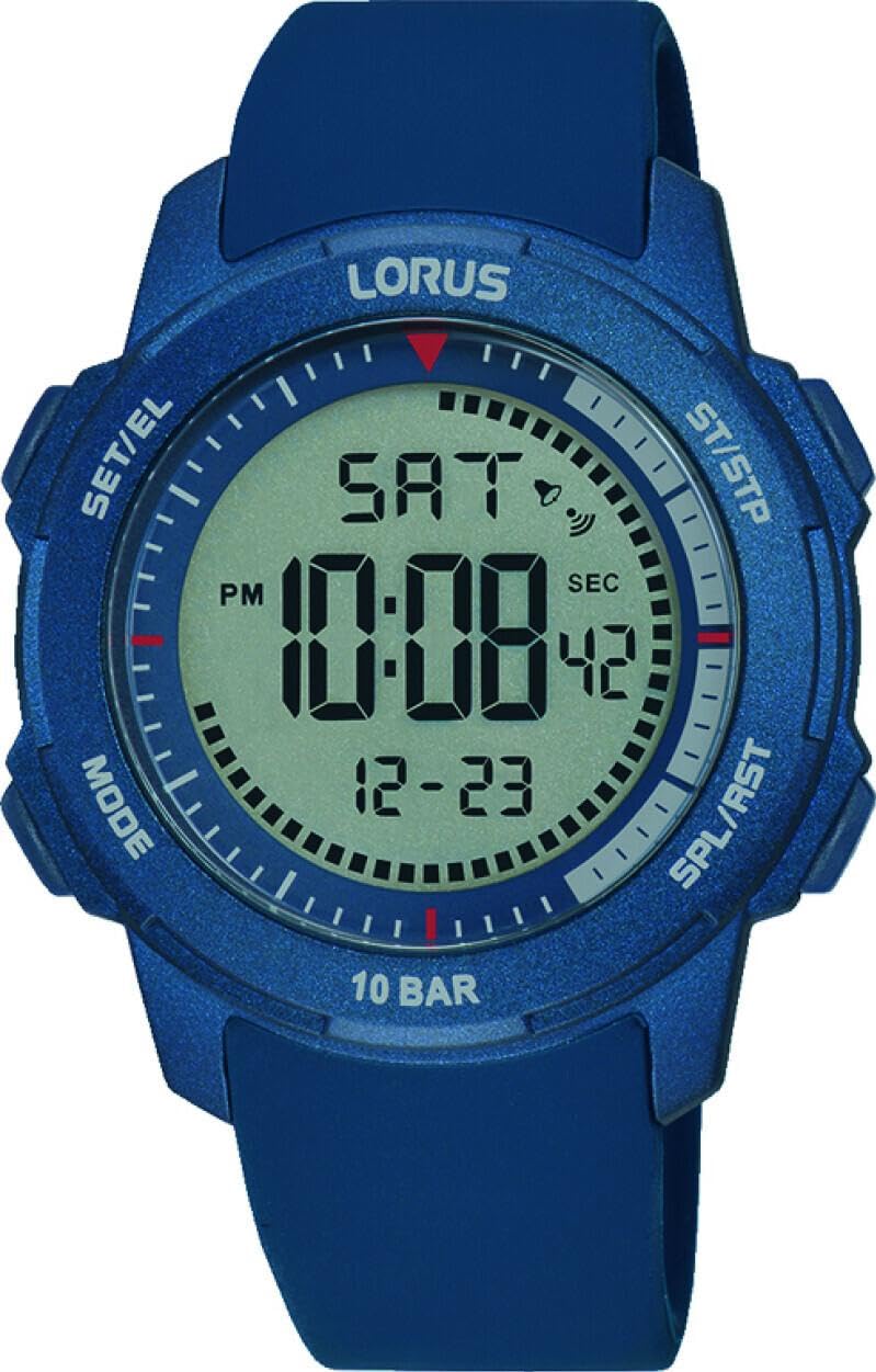 Lorus Men's Digital Quartz Watch with Silicone Strap R2373PX9, Blue