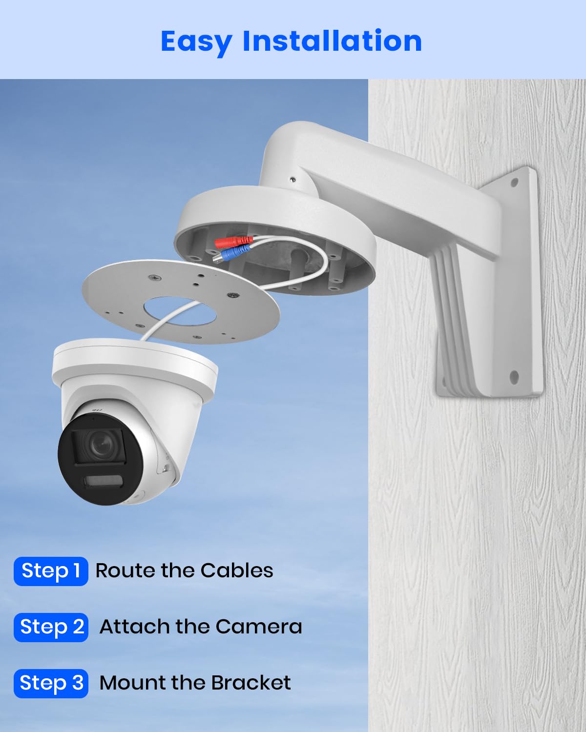 KU-DS-1273ZJ-130-TRL Uchwyt ścienny ze stopu aluminium ze skrzynką przyłączeniową do kamer kopułkowych HIK (1 opakowanie)