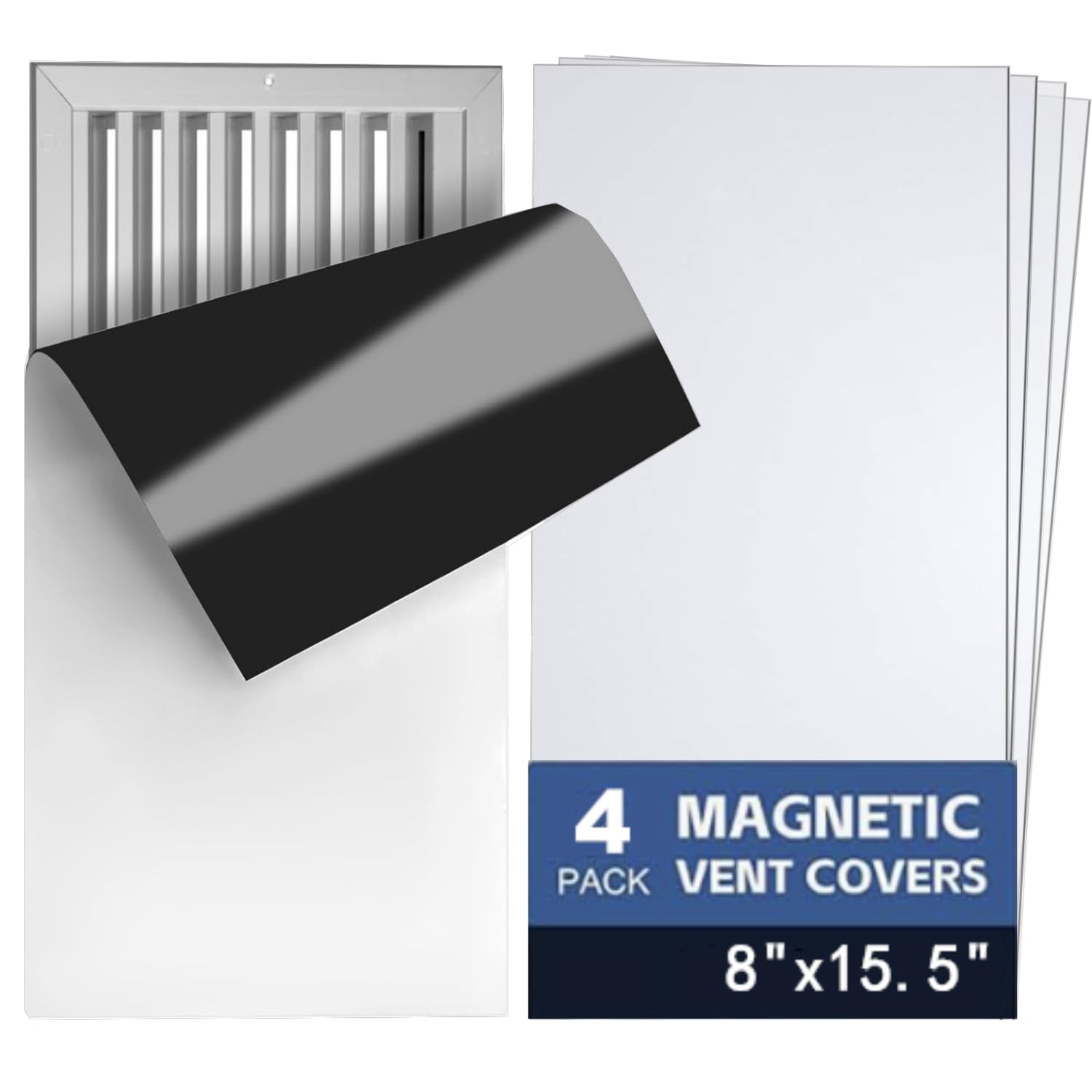 Paquete de 4 cubiertas magnéticas de ventilación de 8 x 15.5 pulgadas, cubierta magnética de ventilación para el hogar, suelo, pared, rejillas de ventilación de techo, registros de aire, RV