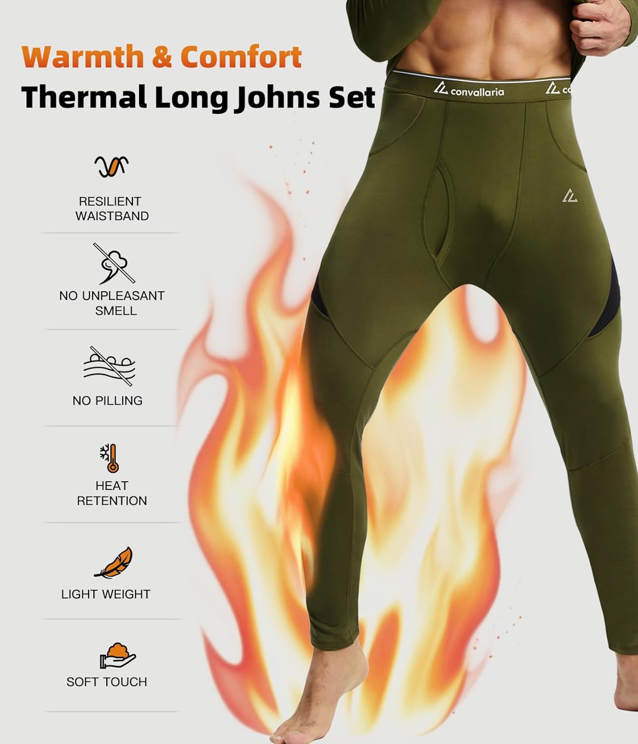 CL convallaria Thermal Underwear Long Johns Set Mens Winter Gift Hunting Gear Sport Base Layer Bottom Top - Image 3