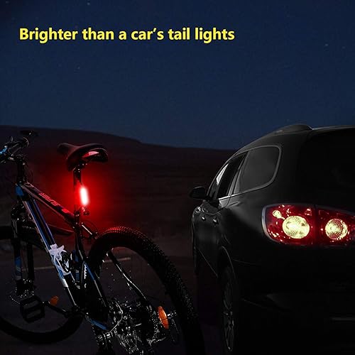 Miniatura 5 de Luz trasera de bicicleta (2 paquetes), luz trasera LED recargable por USB, luz de bicicleta ultra brillante impermeable para seguridad en el