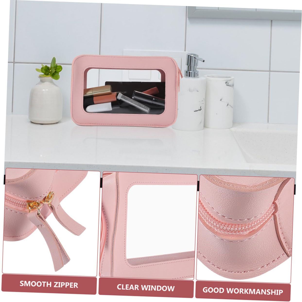 2pezzi Borsa Cosmetica Trasparente Con Doppia Cerniera Organizer Da Viaggio Per Cosmetici e Toiletries Per Aeroporto e Valigia