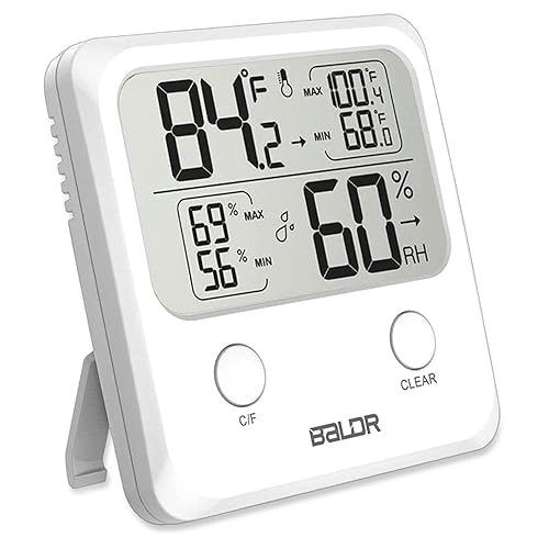 BALDR Sensor digital de humedad y termómetro - Monitor de habitación interior, medidor inalámbrico de temperatura y humedad