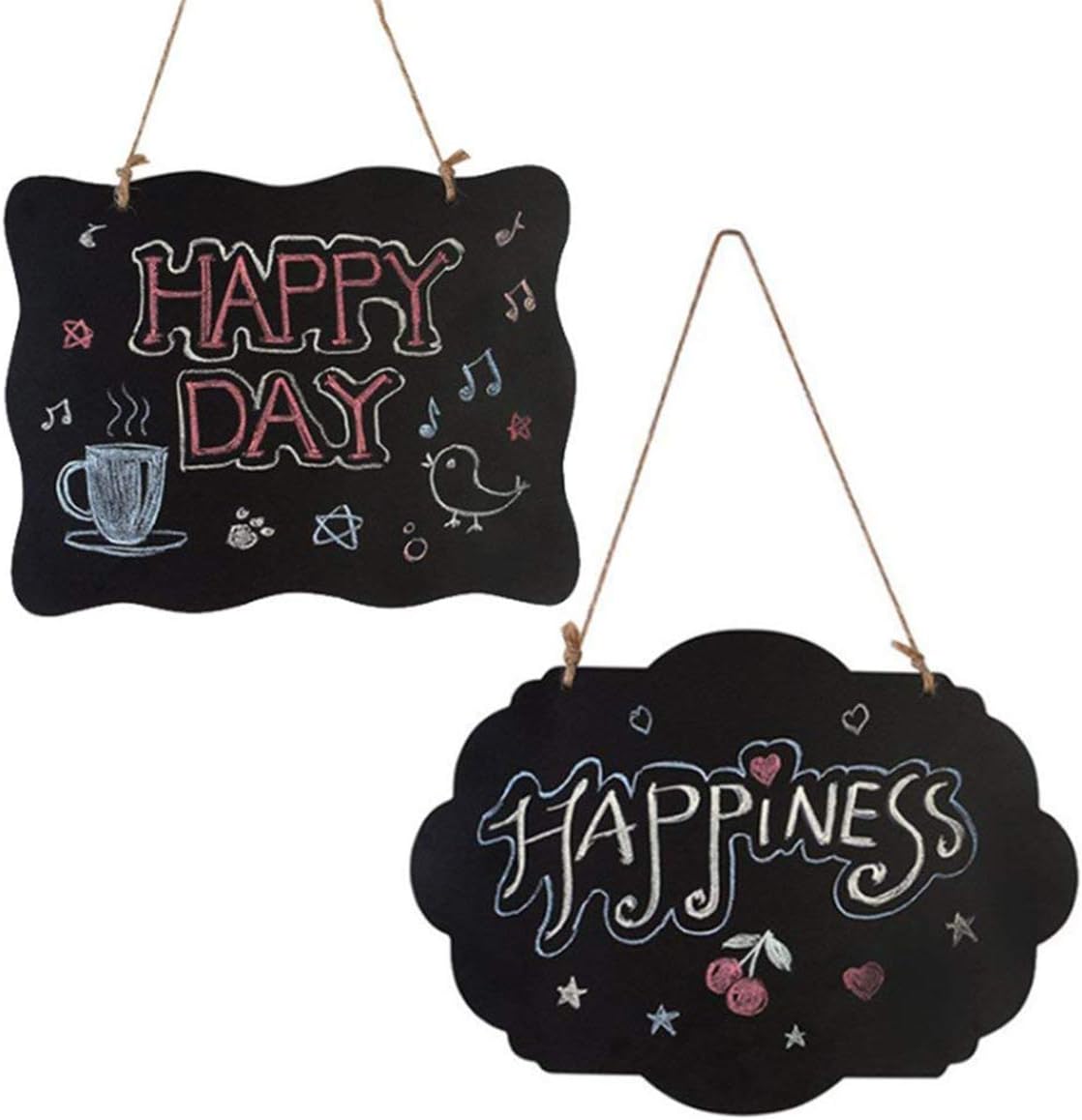 8 x 10 inch Wooden Double Sided Hanging Chalkboard Signs, Vintage Erasable Message Board Sign