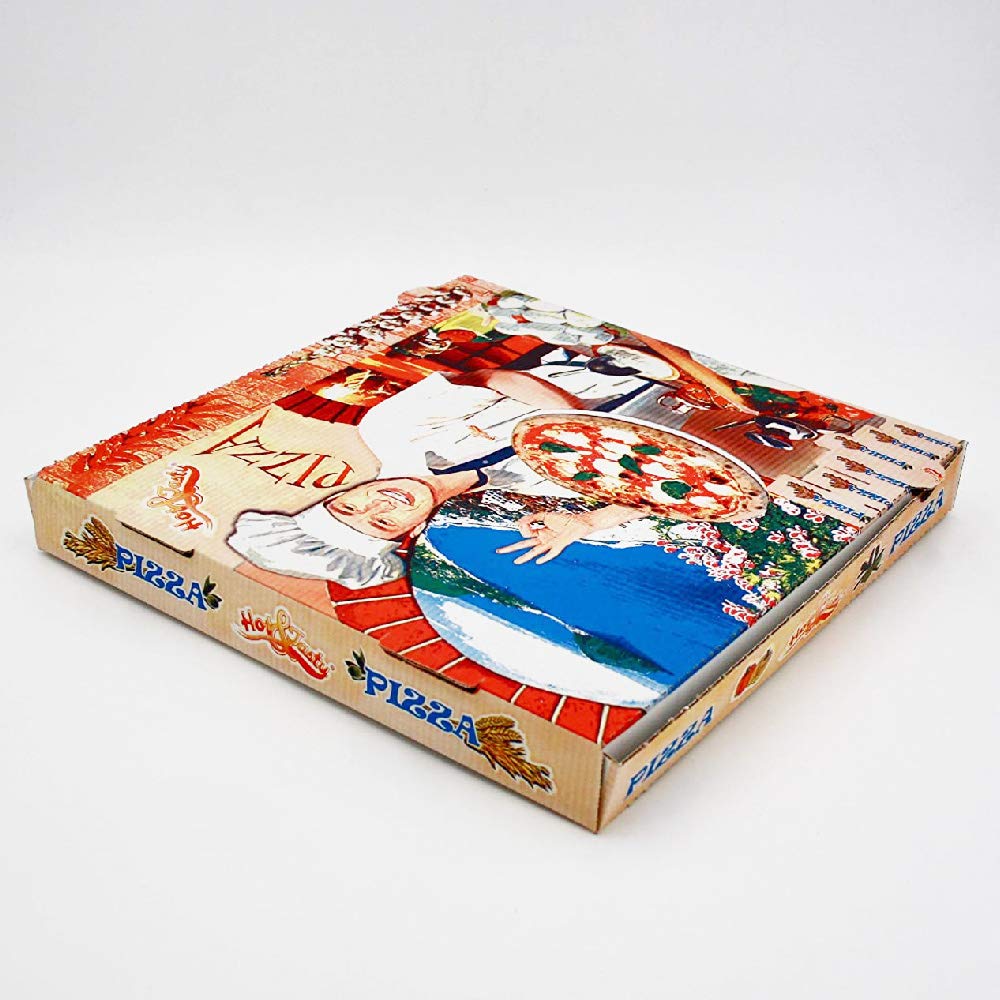 100 uds - Caja para pizza diseño Ischia - tamaño 36x36x4 cm - Anónimas - Cartón microcanal de reciclable y compostable