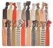 Hair Ties Ponytail Holders - 20 Pack "Silver Peach Chevron" No Crease Ouchless Elastic Styling Accessories Pony Tail Holder Ribbon Bands - By Kenz Laurenz