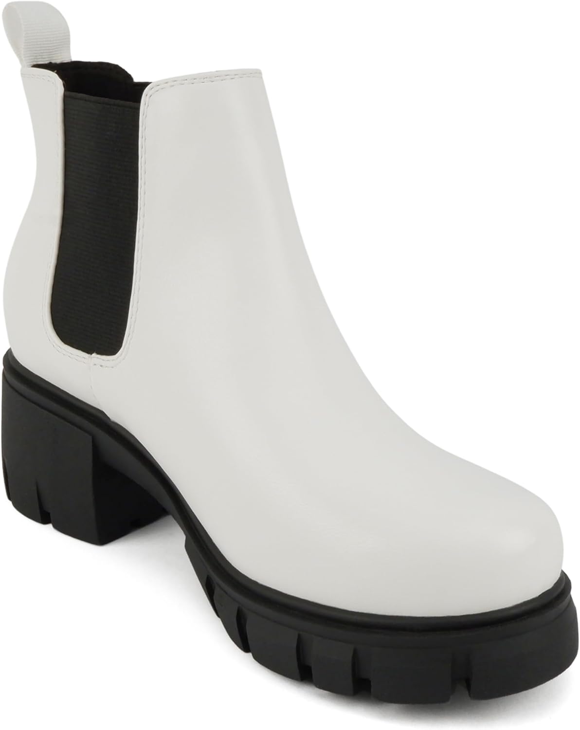 Soda PIONEER ~ Women Lug Sole Mid Heel Chelsea Fashion Ankle Bootie w/Double Elastic Gore