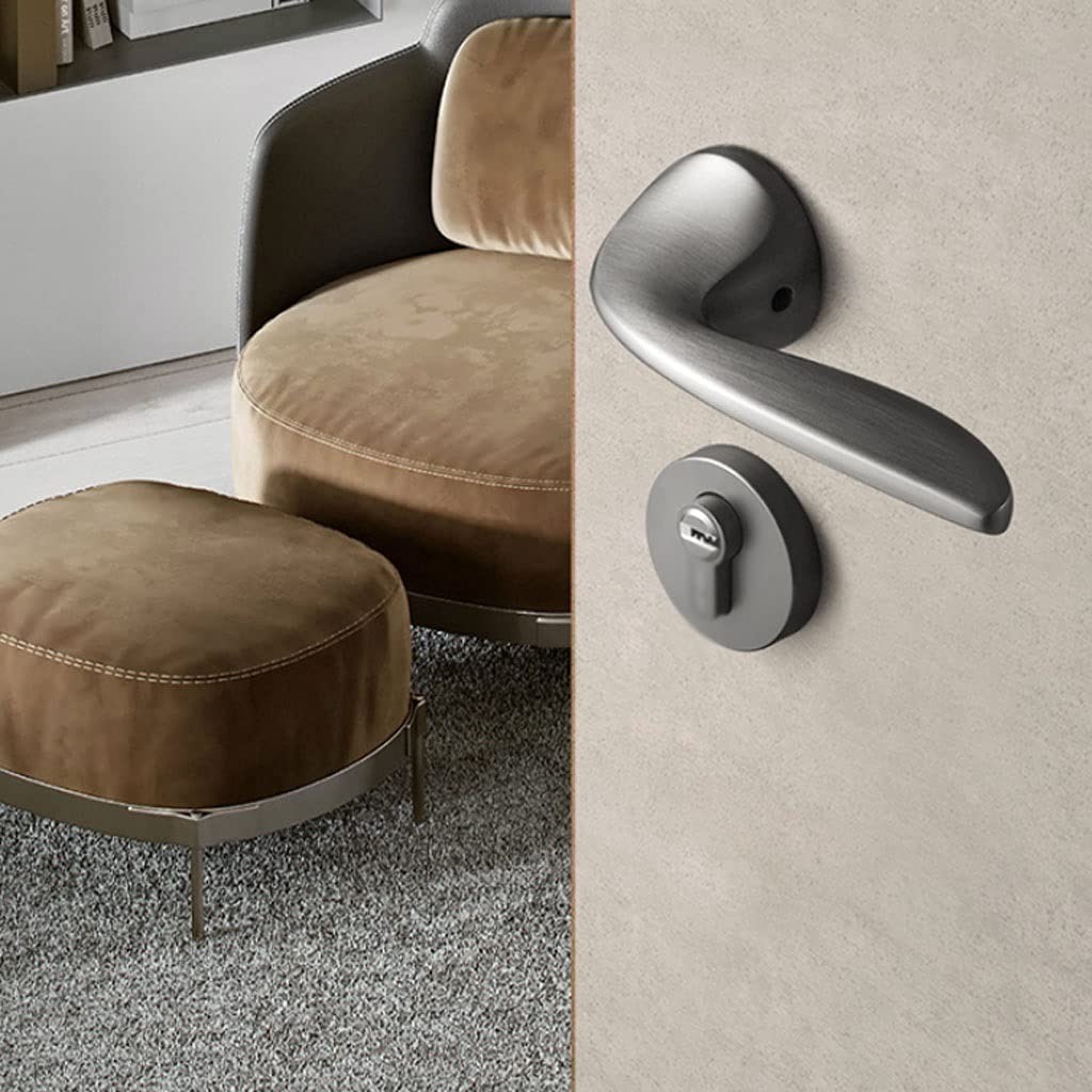 Zamek od drzwi Dempen Magnetisch Deurslot Deurhendels, Ergonomische Deurklink Met Sleutel, Grijs-Zwarte Deurknop voor Home Hotel Kantoor Appartement Cichy
