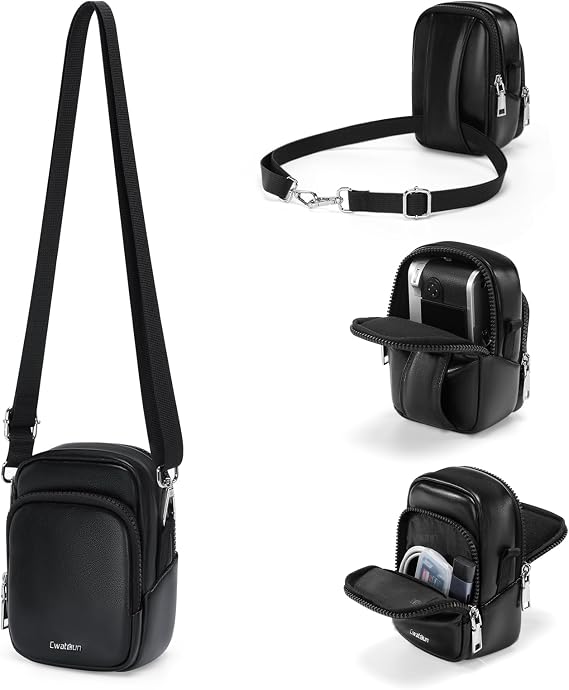 Cwatcun Mini Digital Compact Camera Sling Bag PU Leather,Portable Protective Small Crossbody Camera Case Lightweight Photography Camera waist bag for Canon Nikon Sony Fuji Digital Camera