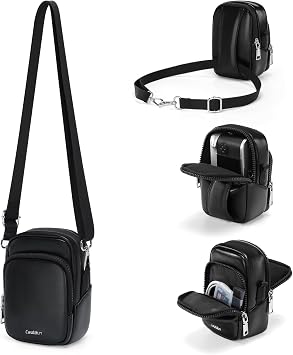 Cwatcun Mini Digital Compact Camera Sling Bag PU Leather,Portable Protective Small Crossbody Camera Case Lightweight Photography Camera waist bag for Canon Nikon Sony Fuji Digital Camera