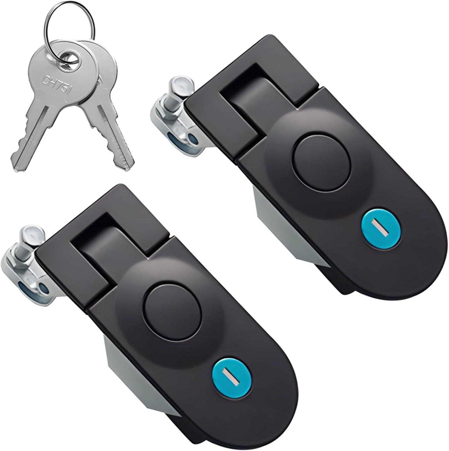 Generic Security Lock for Rv Storage, 2 Pack, Compression Latch Lock with Push Button, Heavy Duty Spring Loaded Slam Latch, Cabinet Door Lock with Keys, Zinc Alloy