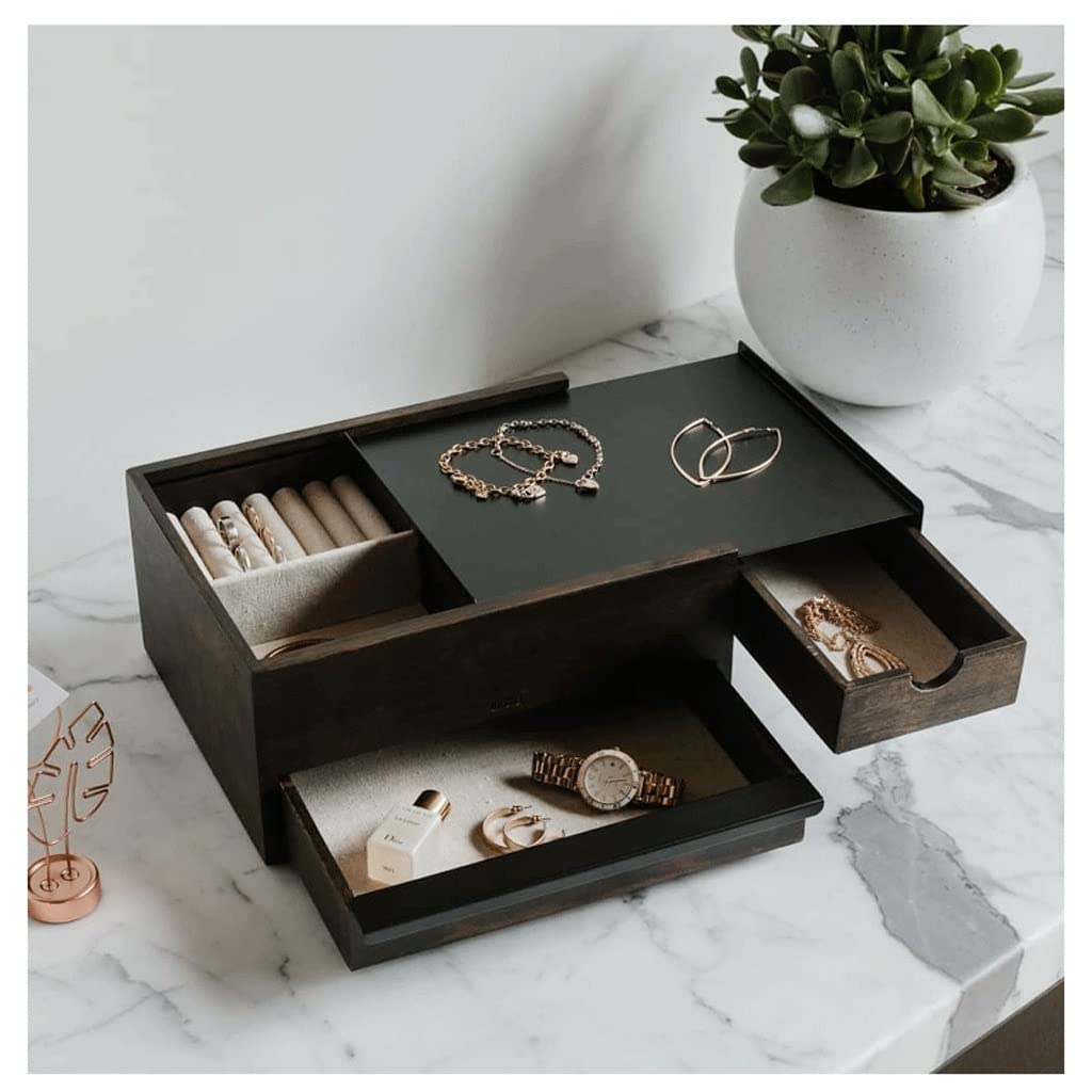 Pudełko na biżuterię organizer pudełko na biżuterię organizer dla kobiet dziewcząt vintage drewniane pudełko na biżuterię bransoletka naszyjnik pierścień pudełko do przechowywania biżuteria