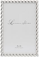 Lawrence Frames 4x6 Silver Rope Design Metal Picture Frame - Heavy Duty Tabletop & Wall Mount, Elegant Decor
