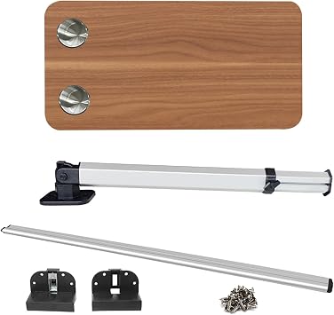 RV Dinet Booth Camper Table RV Folding Table Height Adjustable Side Hanging Folding Table with 2 Cup Slots Furniture Interior for Camper, Boat, Caravan, Van Dark Brown