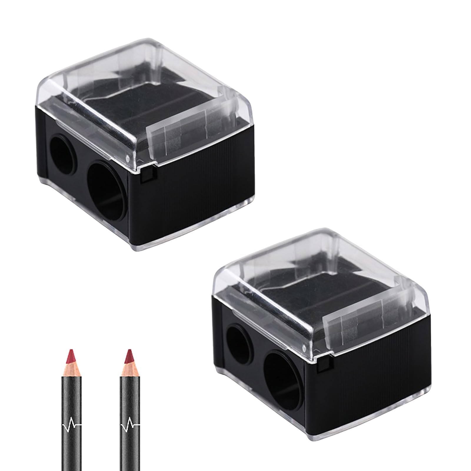 Temperamatite di Bellezza, Temperino Matita Occhi, Temperino Doppio per Matite Cosmetiche, Adatto per Eyeliner, Matita per Sopracciglia (Nero)