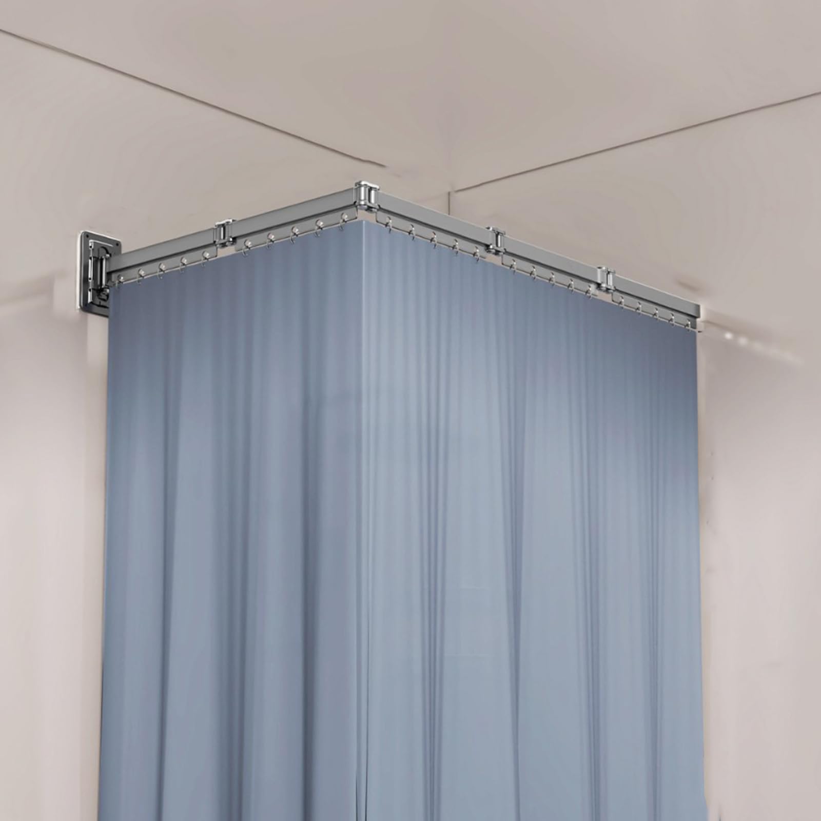 GLDYTVF Foldable Shower Curtain Rod - No Drilling Wall Mounted Adjustable Easy Install with Shower Curtain - Perfect for Bathtubs & Showers Space-Saving Design