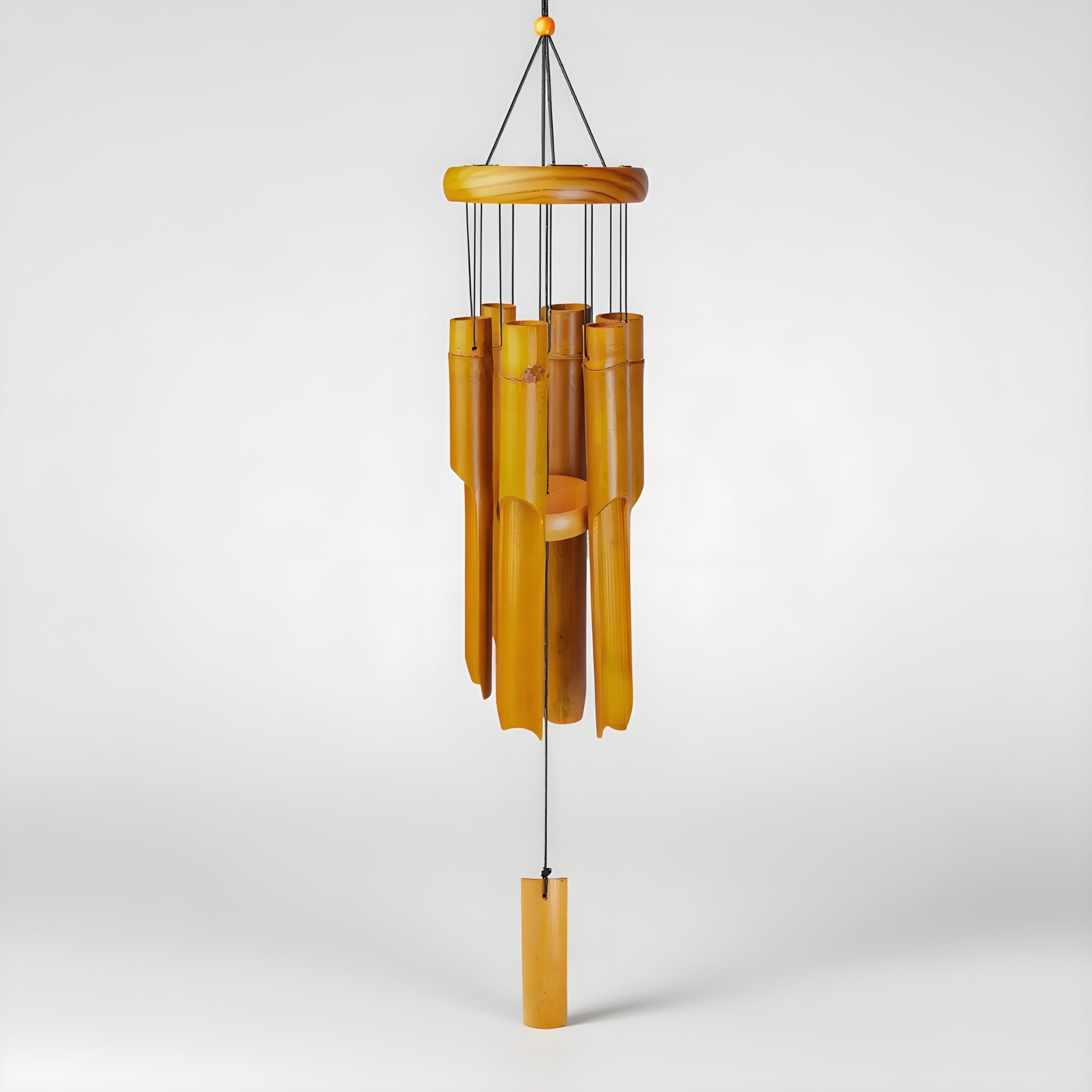 Bamboo Wind Chimes for Outsides 30", 6 Pipes Wooden Wind Chime with Soothing Melody Deep Tone for Gift or Decor Porch, Garden, Patio, Home and Backyard, Natural Beautiful Sound