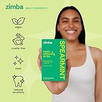 Vista 3 de Zimba Tiras Blanqueadoras de Dientes con Sabor a Menta Verde Veganas, Blanqueador de Dientes con Peróxido de Hidrógeno Seguro para el Esmalte