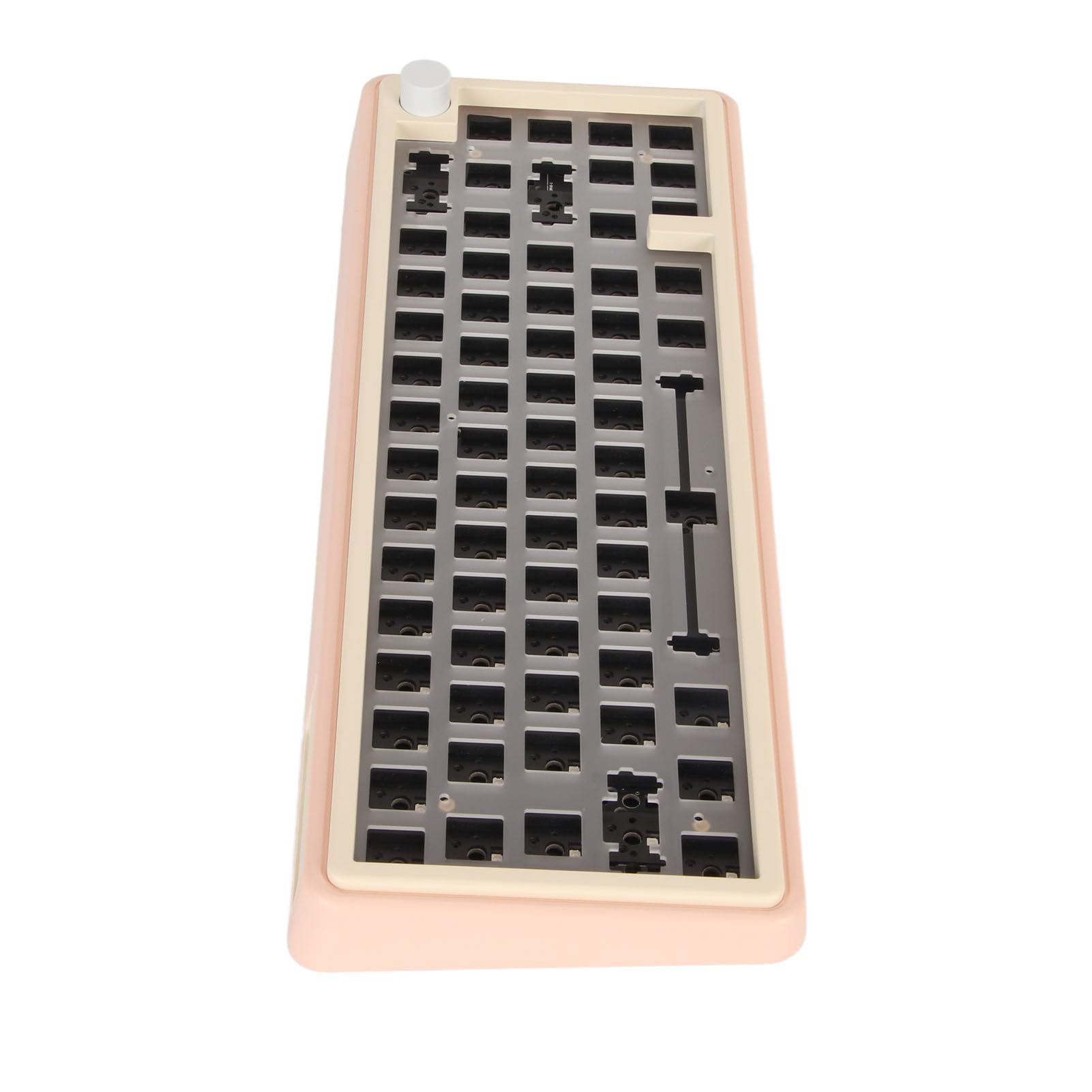 Kit de Teclado Mecánico Modular de 67 Teclas, Diseño Compacto Barebones Hotswap para Usuarios de, Aleación de Aluminio CNC (Rosa)