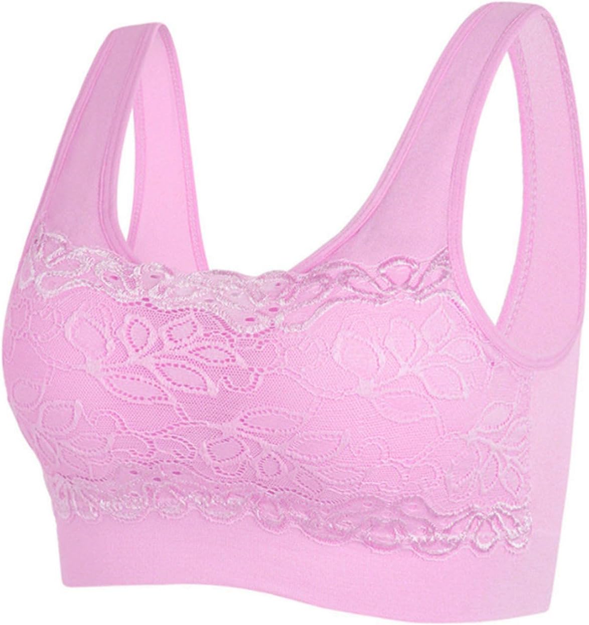 FZYLQY Floral Lace Bralettes for Women Unlined Wirefree Non Padded Pullover Bras Wide Strap Camisoles Crop Tank Top with Bra