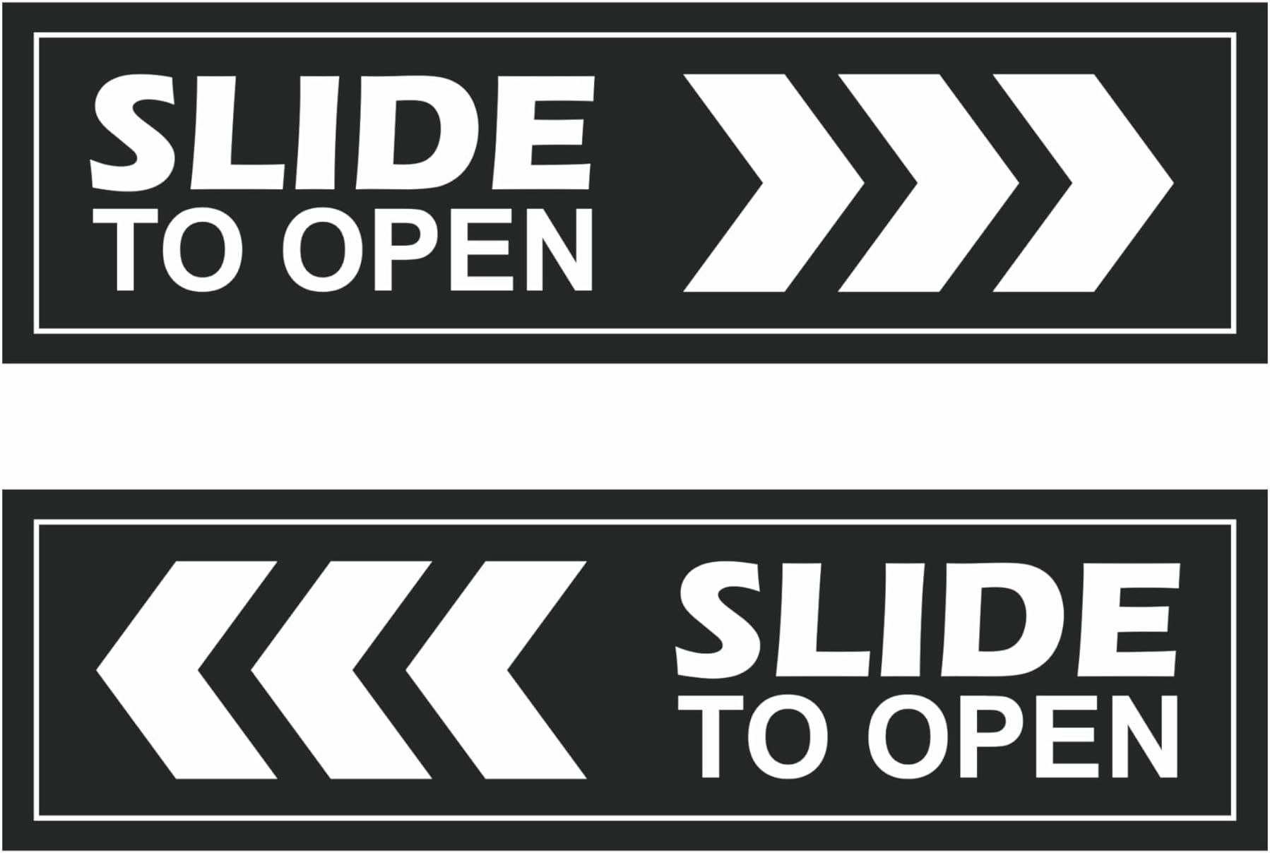 Slide to Open Stickers 4 Right 4 Left Size 2 X 7 Inch* for Gate | Door | Hotel | Restaurant | Offices | Malls | Banquet Halls | Multiplex | Cinemall - PVR