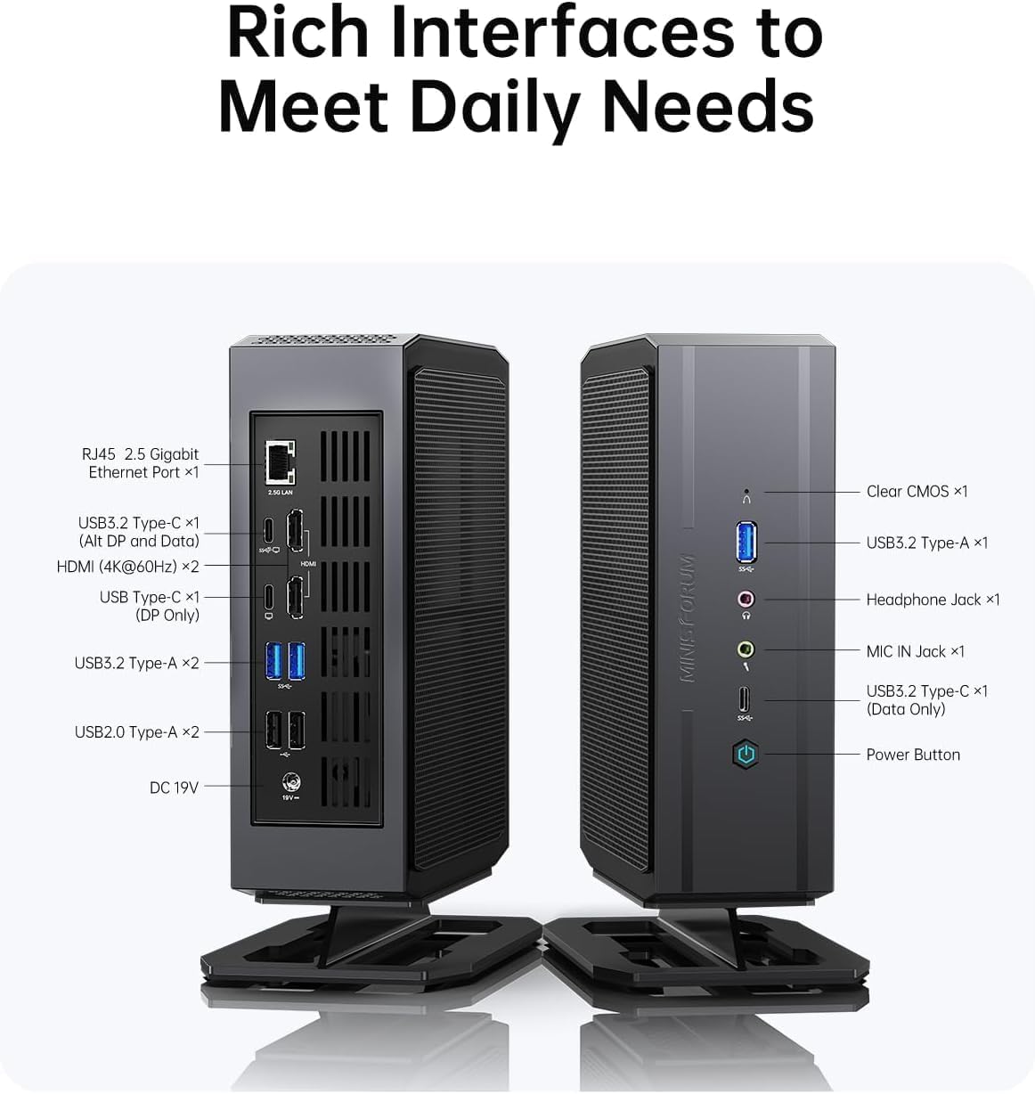 MINIS FORUM HN2673 Mini PC Procesador Intel Core i7-12650H 10C/16T