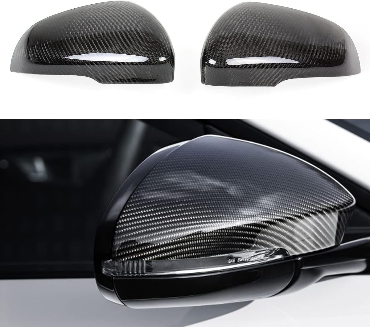Full Real Carbon Fiber Add on Side Mirror Cover Caps Compatible for 2011-2018 Jaguar XE XK XF XJ XKR
