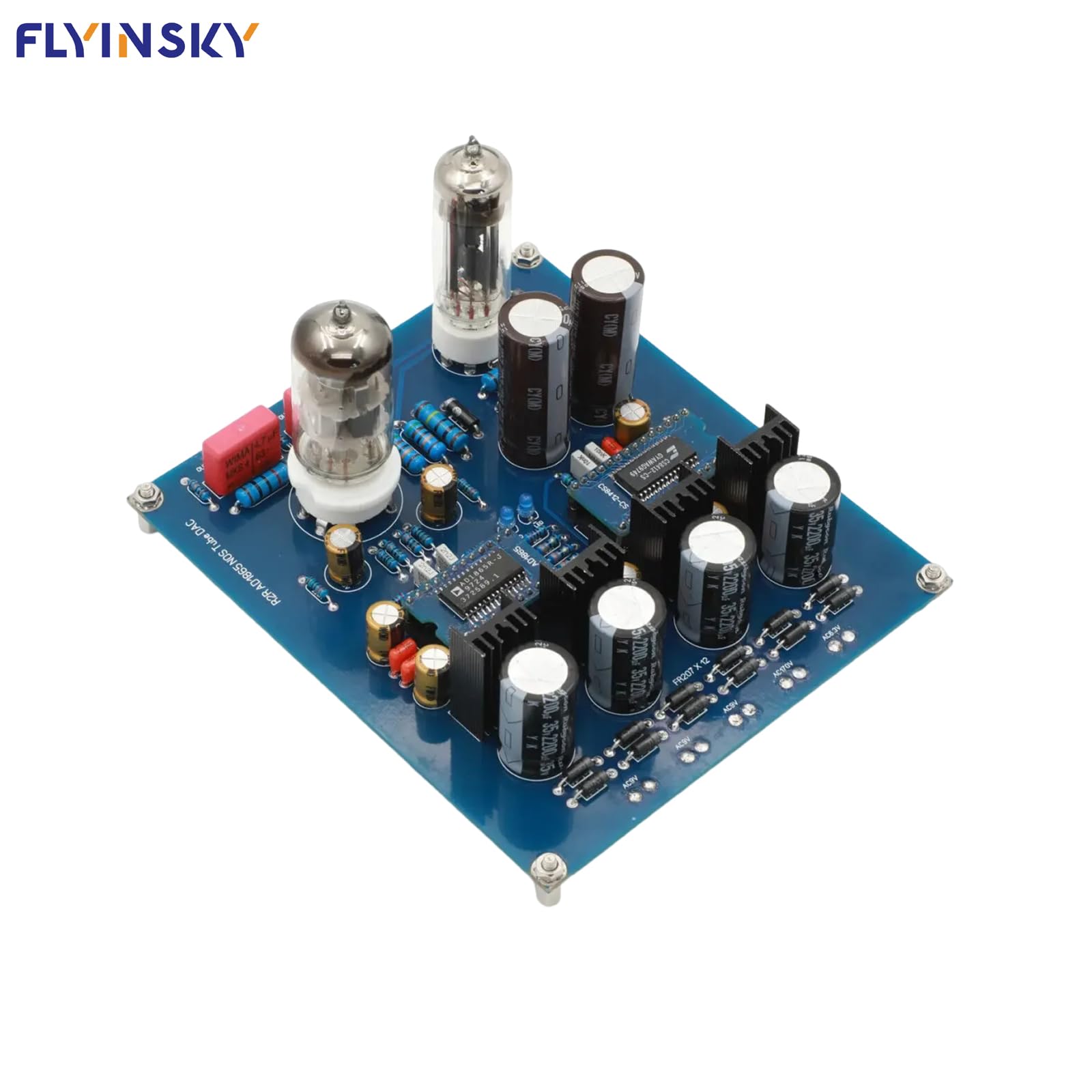 FLYINSKY High End Audiophile R2R DAC Audio Converter HiFi Architecture Decoder AD1865 NOS Tube DAC Board Audio Digital-Analog Converters Board with 6N11 + 6Z4 Tubes