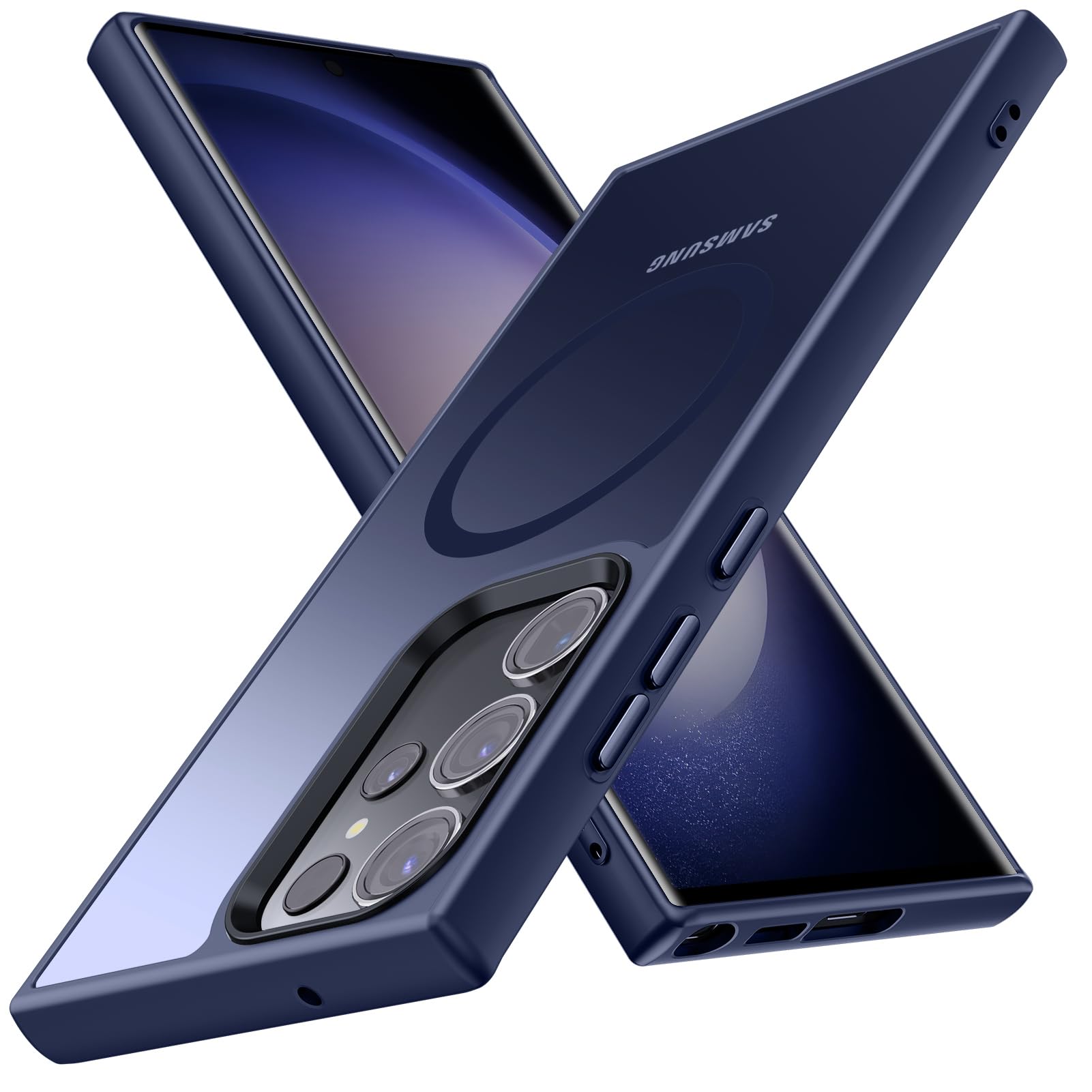 YSLBWLE Magnetic for Galaxy S22 Ultra 5G Case,[Compatible with Magnetic],[10 FT Military Grade Drop Protection] Slim Protective Translucent Matte,TPU+