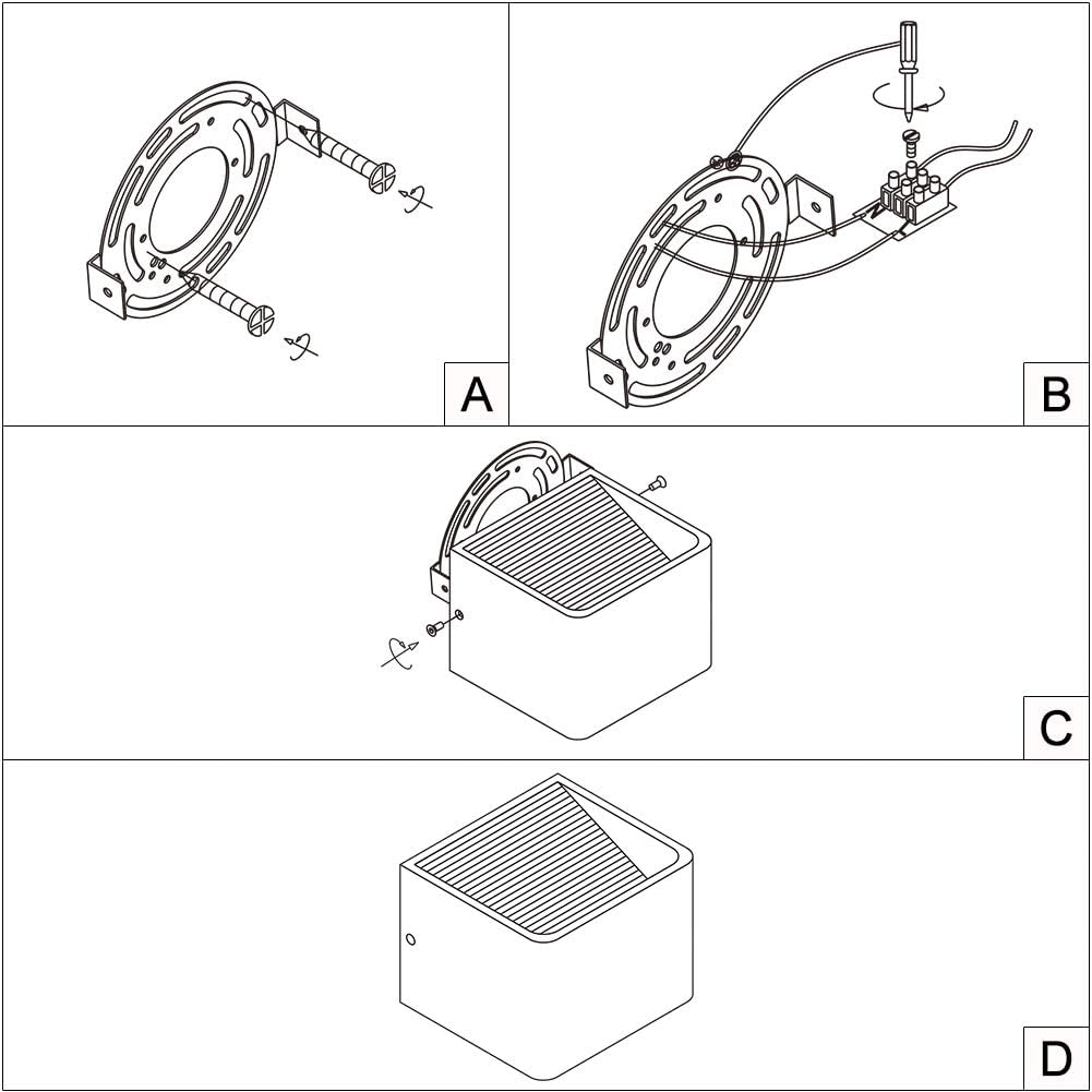 Aipsun Square Matte 10W LED COB Modern Up and Down Wall Light Lamp for Indoor Mount Sconce Pathway Staircase Bedroom Corridor Reading Living Room Balcony Home Lighting Fixture Decor（Black,Warm White）