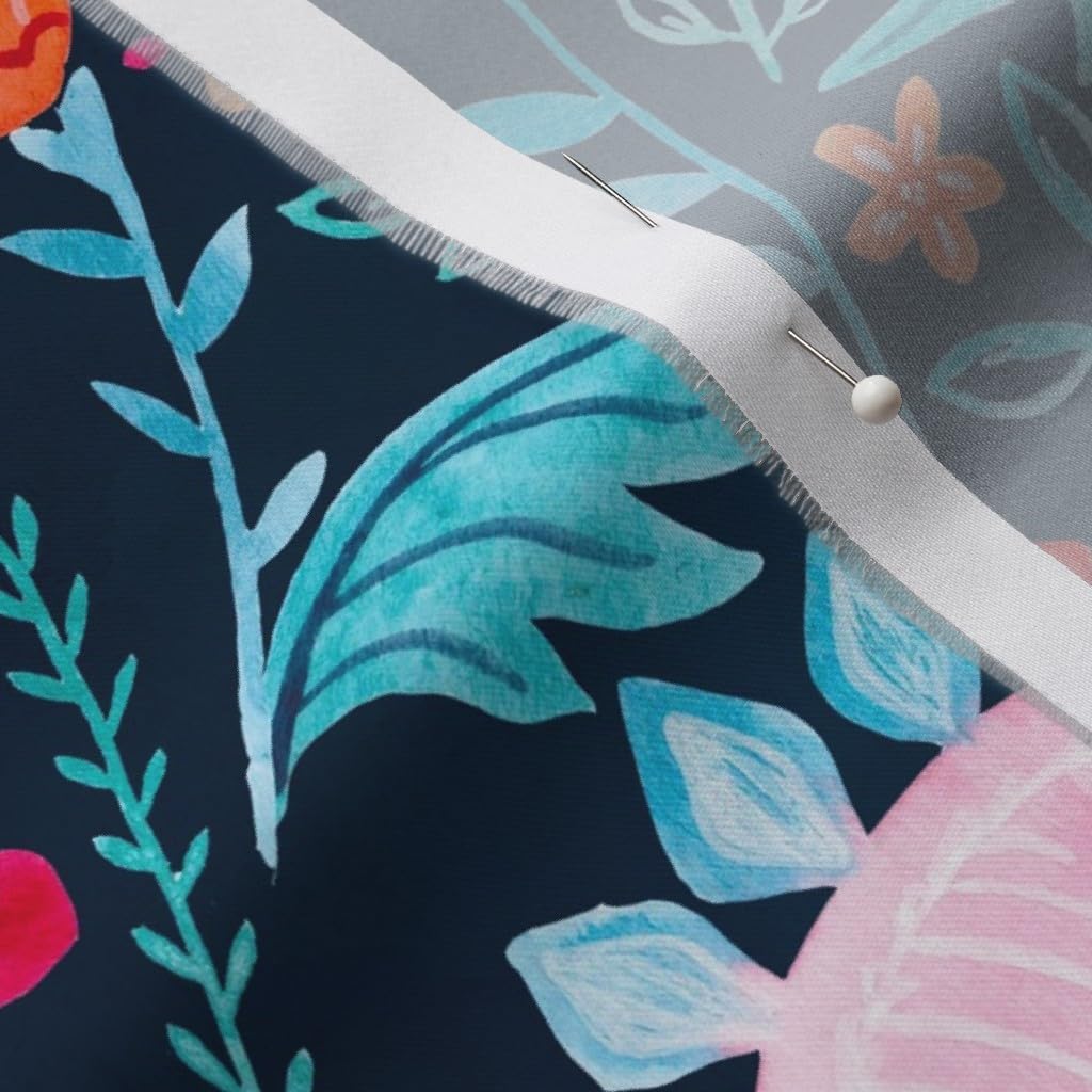 Spoonflower Fabric - Paleontologist Watercolor Blue Pink Prehistoric Dinos Dinosaur Printed on Organic Cotton Sateen Fabric by The Yard - Sewing Quilting Apparel Home Decor