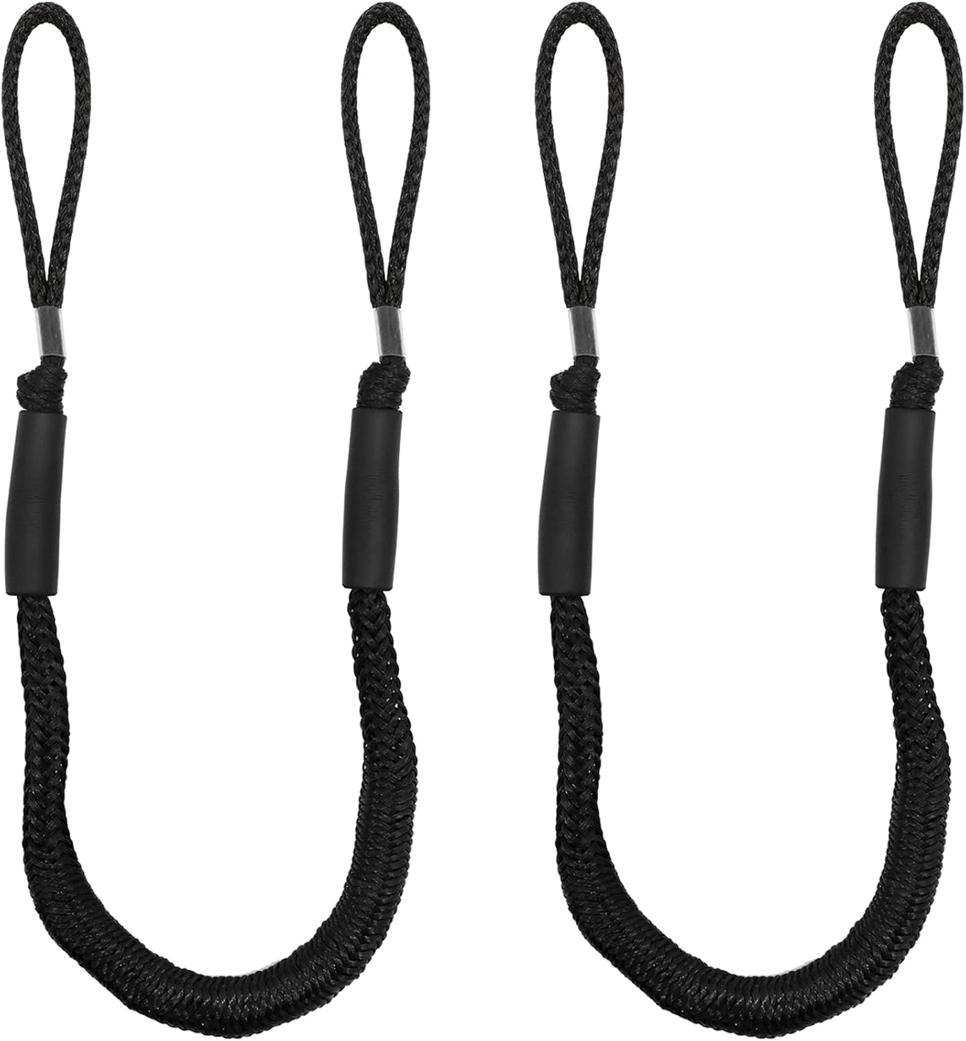 NewDoar 2 Pack Bungee Dock Lines Mooring Rope 2200LBS Boat Dock Anchor Line with Side Foam Floats for Sailboat, PWC, Kayak, Wooden Boat,Surfboard, Watercraft Accessories(4FT,Black)