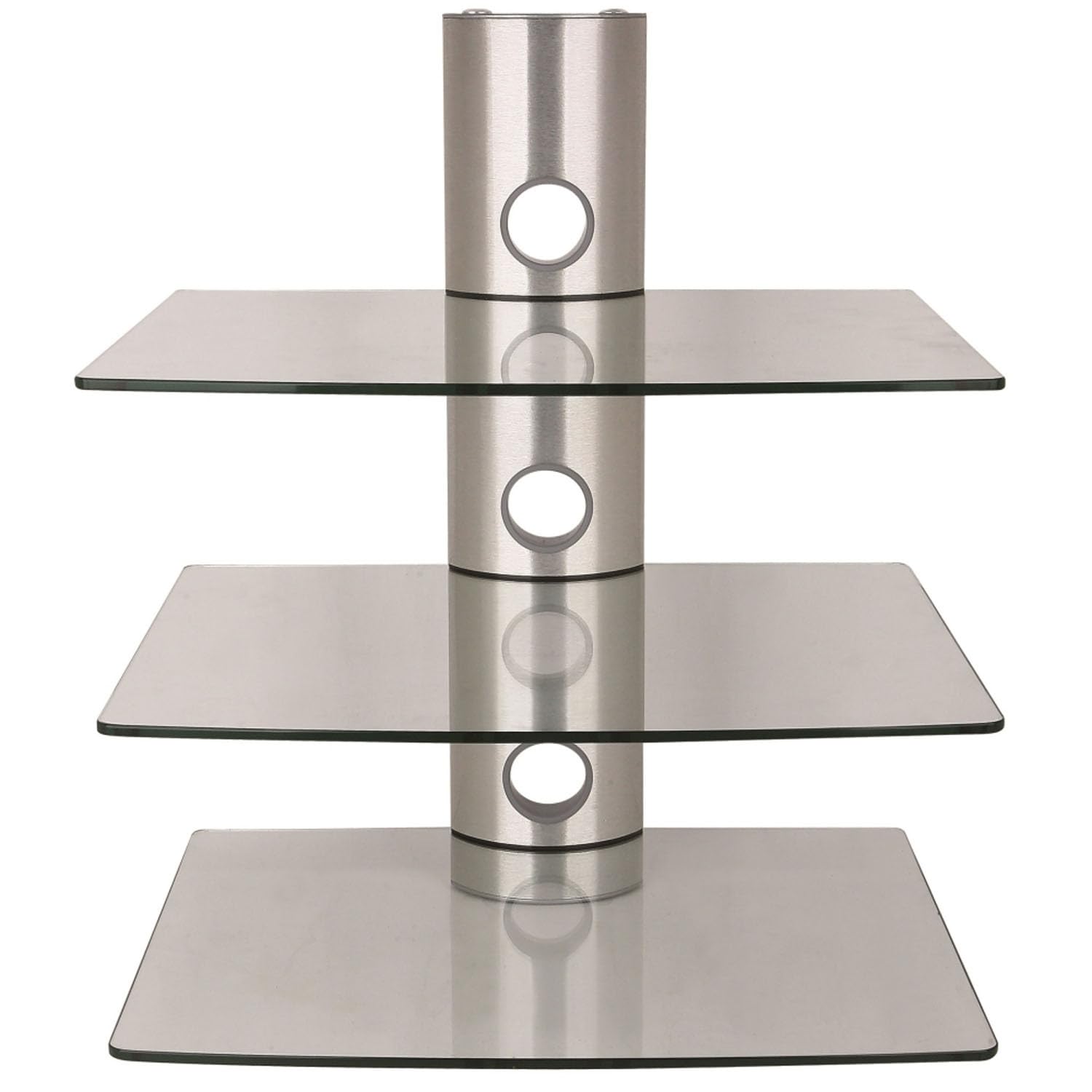 NEG Suspender 503S HiFi-Regal Wandregal, Silber, 3 Glas-Ablagen | Konsolen-Rack, Schwebend, Transparent, Kabelmanagement-System