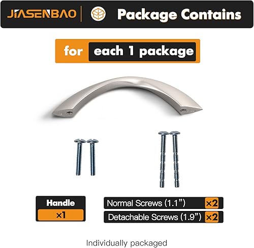 Miniatura 6 de JIASENBAO Tiradores de gabinete de níquel cepillado de 3 pulgadas, manijas plateadas retorcidas con arco de 3 pulgadas, para cajón, armario de