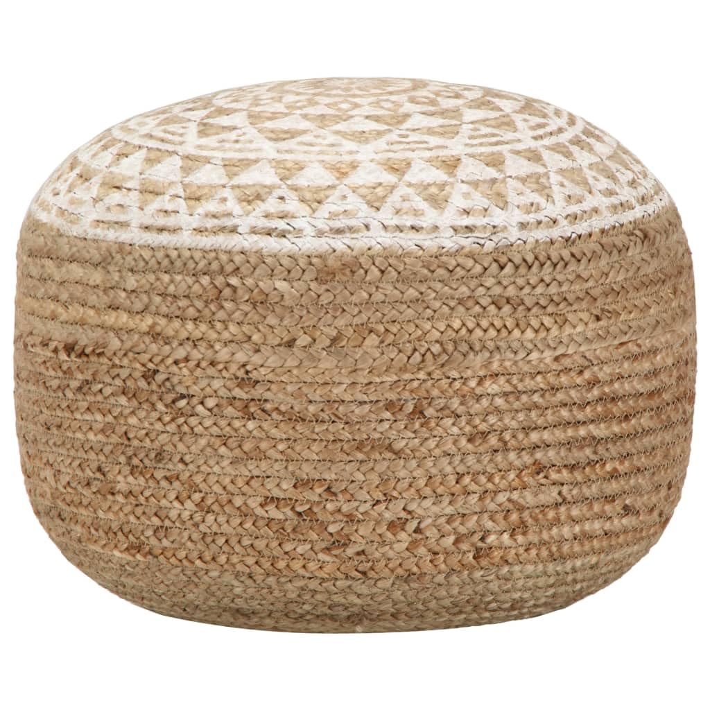 vidaXL Puf Tejido a Mano Yute Blanco 45x30 cm