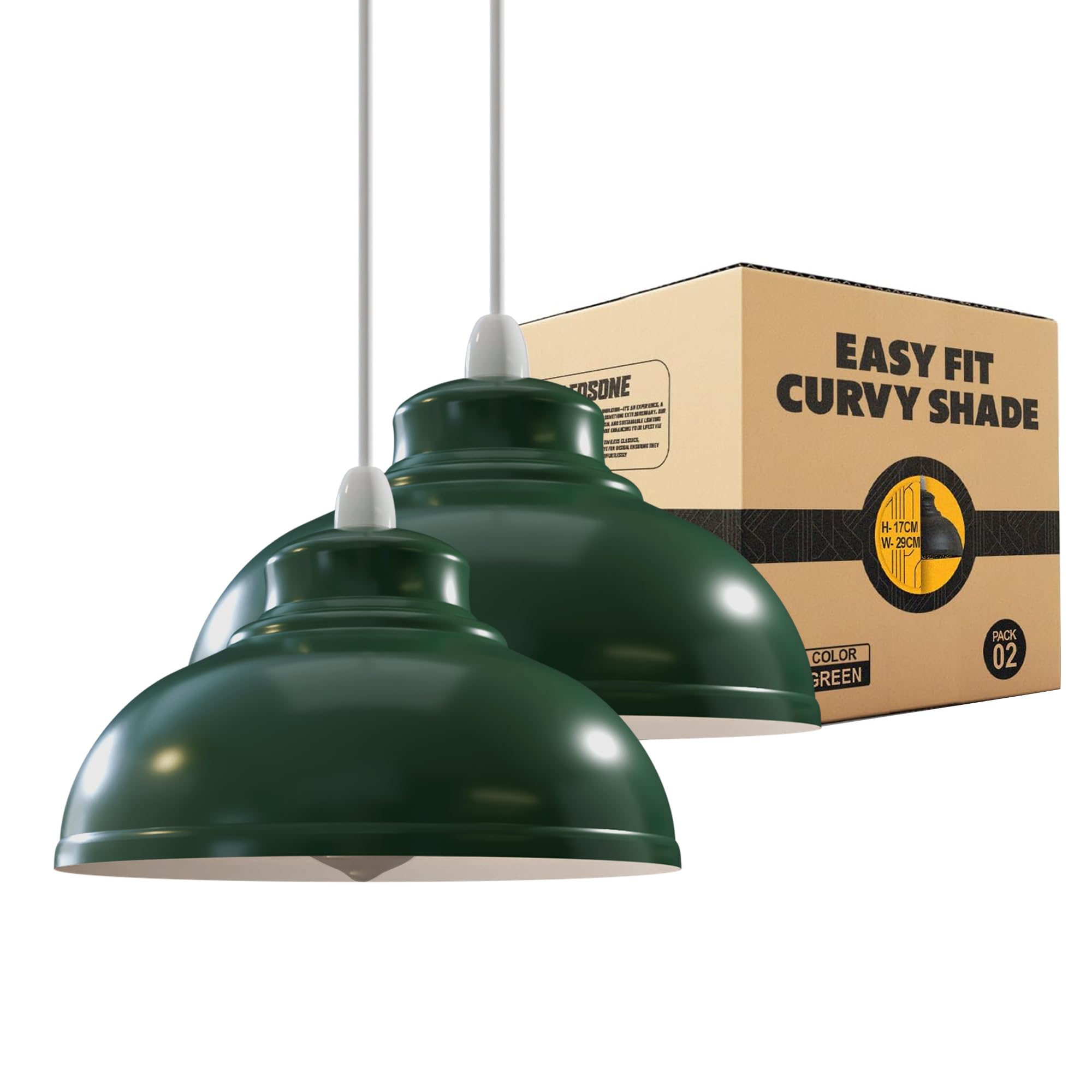 LEDSONE 2-Pack Retro Metal Ceiling Lamp Shades, Army Cama Dome Design, 29cm, Easy Fit for Bedroom, Kitchen, Living Room, Hallways, Office, Dining Room (Green) — image 1