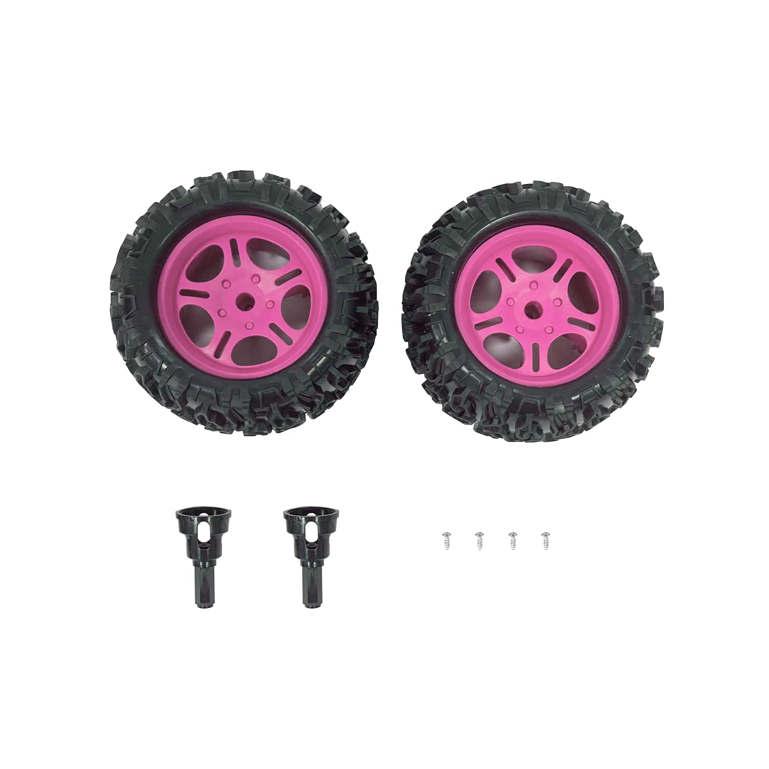 CROBOLL Tires & Wheel Replacement Assembly for 1:12 RC Crawler（Pink）