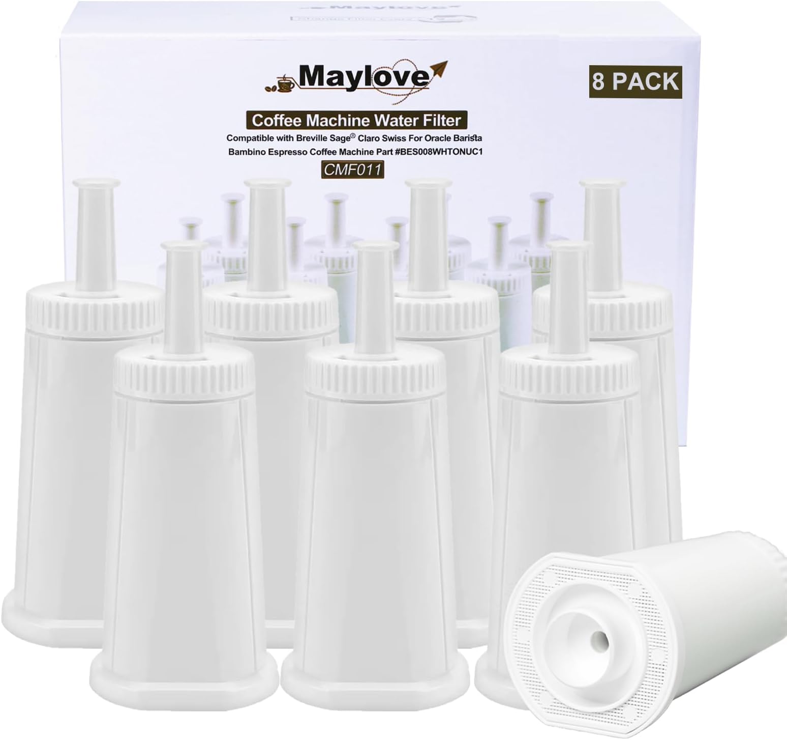 8Pack Water Filters for Sage Coffee Machine Models SES 990/980/500/878/875/880/920/810, Appliances BES008 Softener