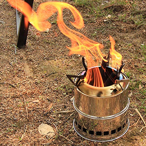 Picnic Burner, Andoer Queimador de madeira de acampamento dobrável de aço inoxidável queimador de co